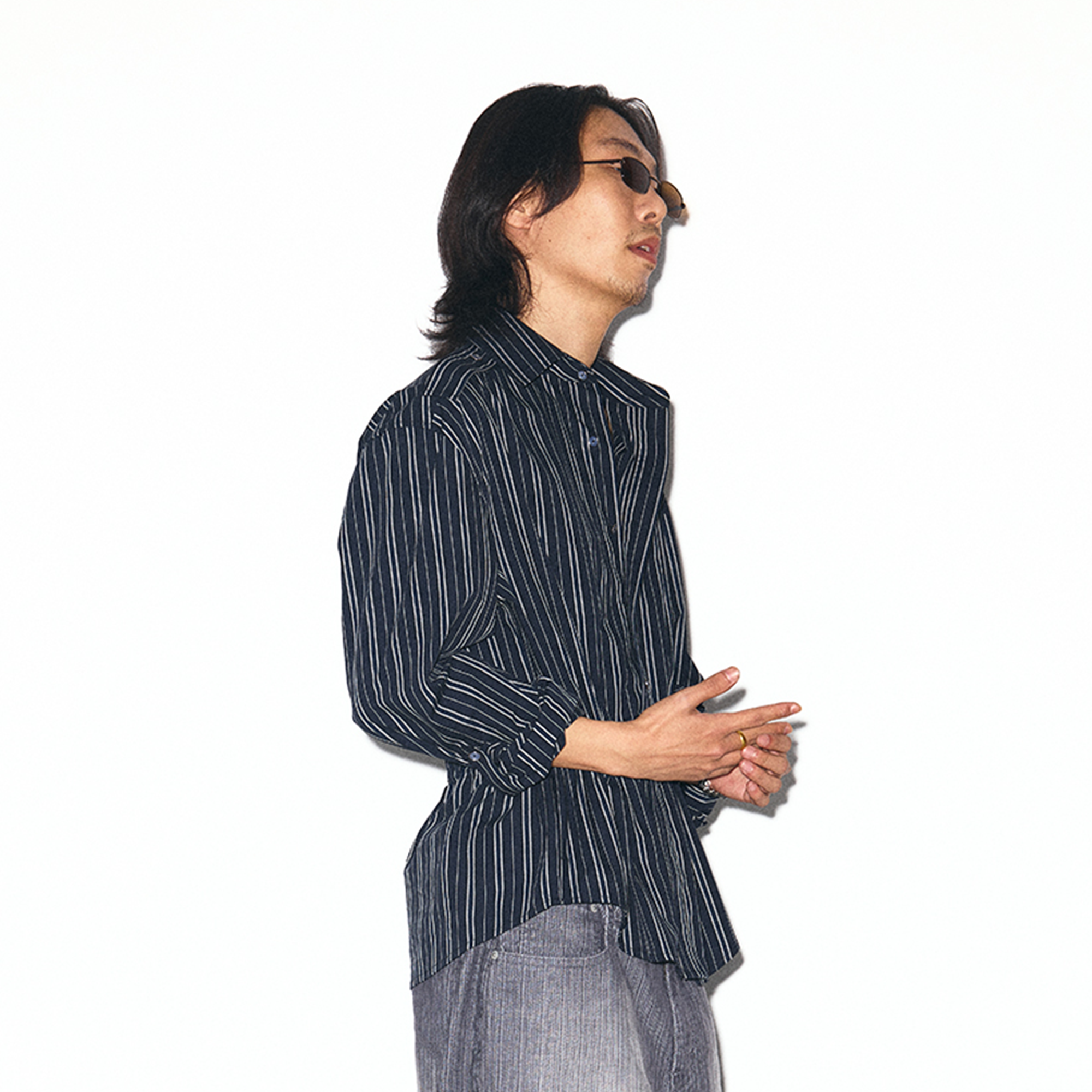 TRECLUB Striped Embroidered Drawstring-Waist Shirt