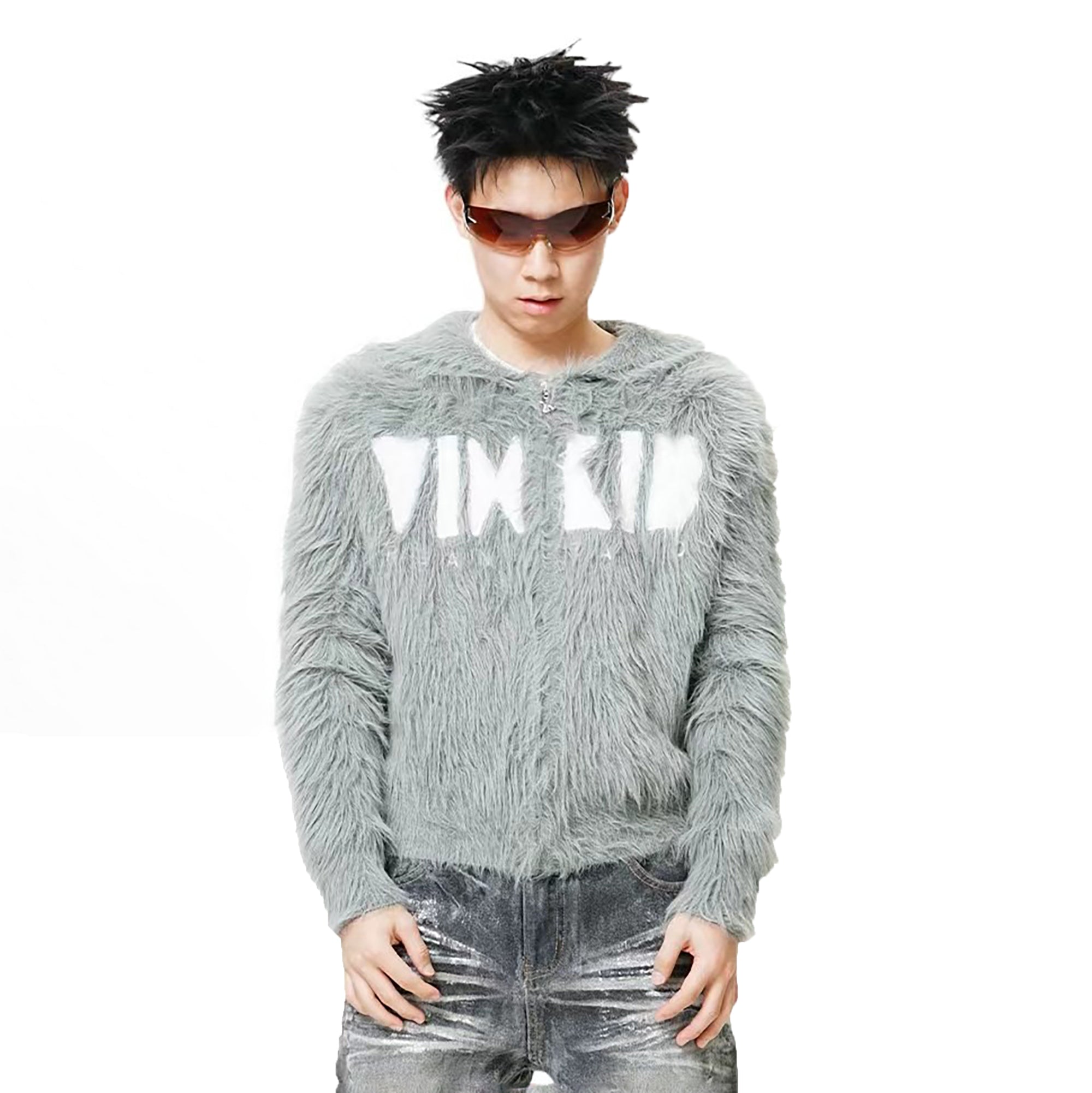 VINKID Dove Patch Mohair Zip-Up Hoodie
