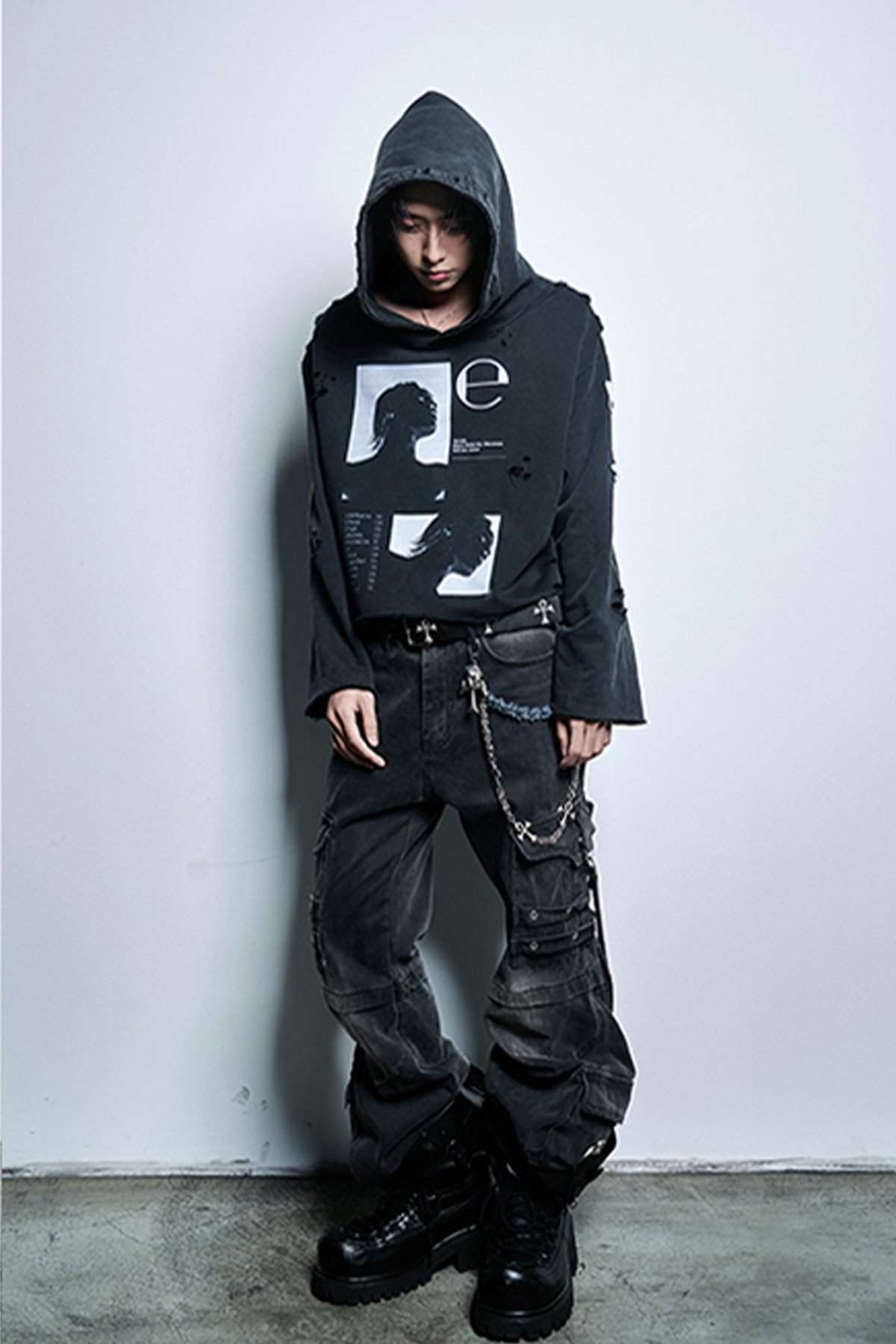 ANTI WAR REVIVAL Distressed Portrait Graphic Oversized Hoodie