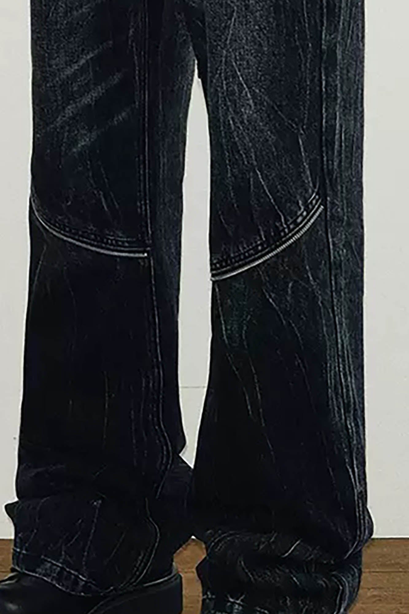 KREATE Arc Spliced Extended Button-Fly Jeans, premium urban and streetwear designers apparel on PROJECTISR.com, KREATE