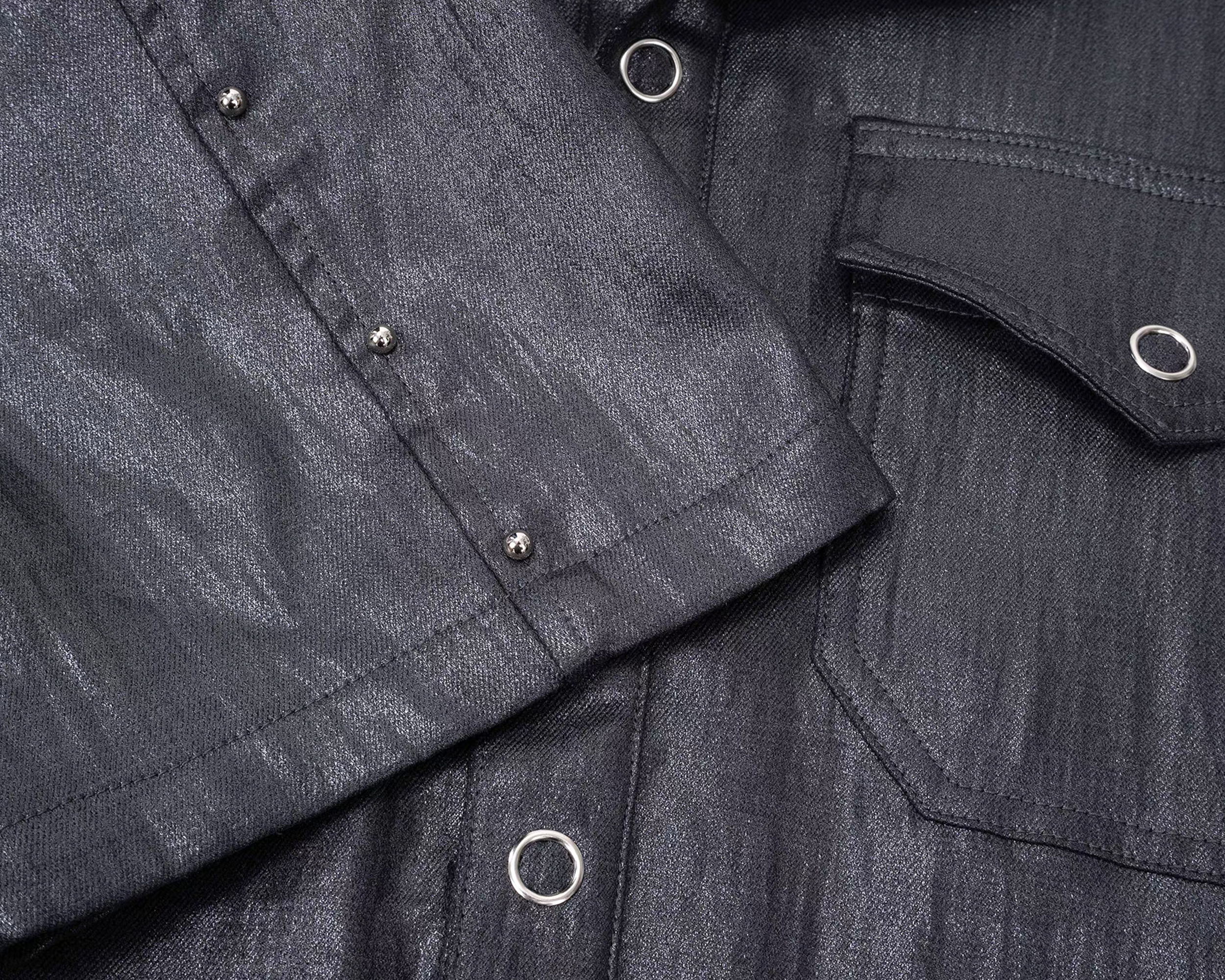 ESAIAS Studded Waxed Linen Belted Half Shirt