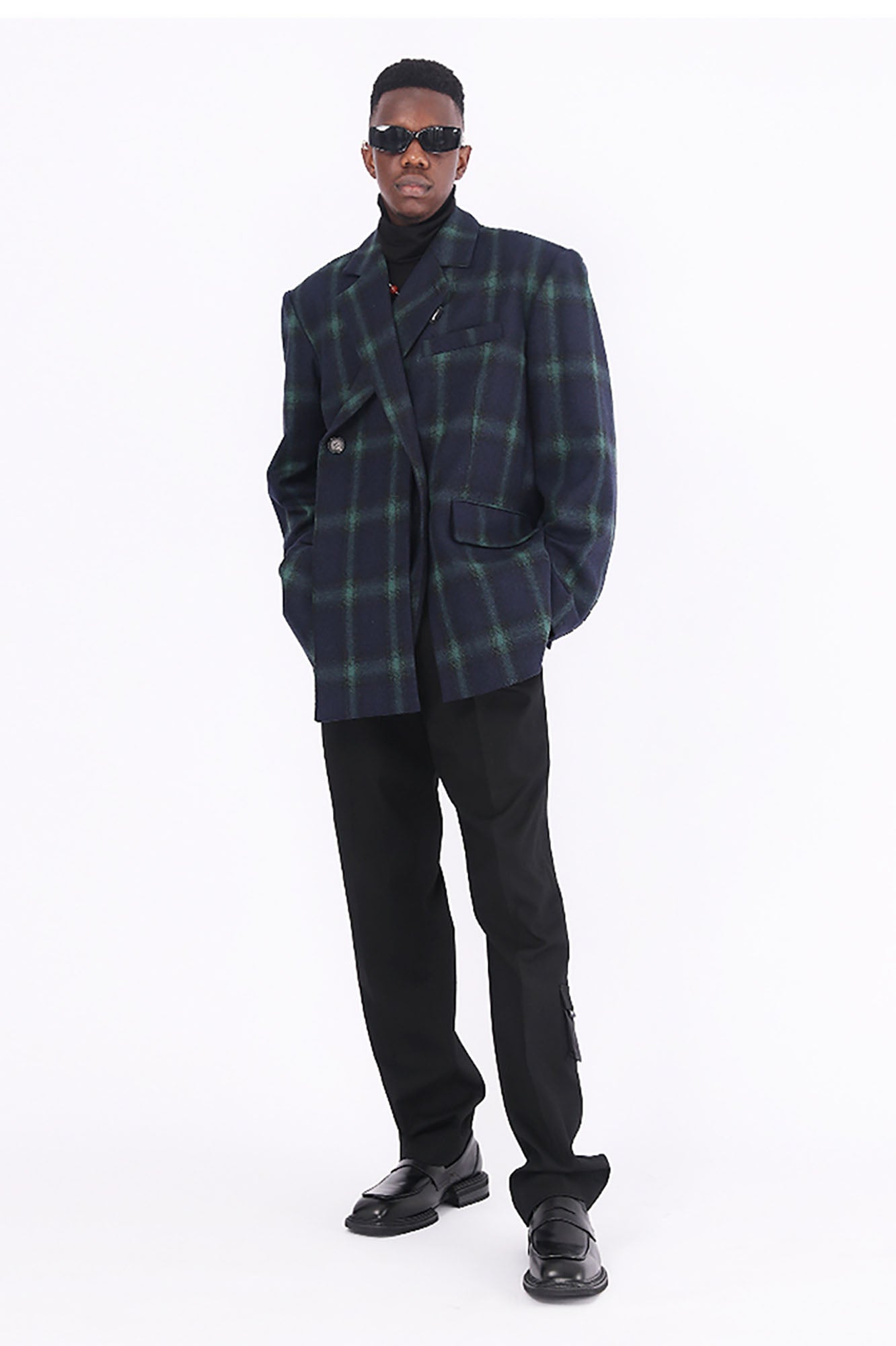 ASSEEN Deconstructed Plaid Wool-Blend Oversized Blazer, premium urban and streetwear designers apparel on PROJECTISR.com, ASSEEN