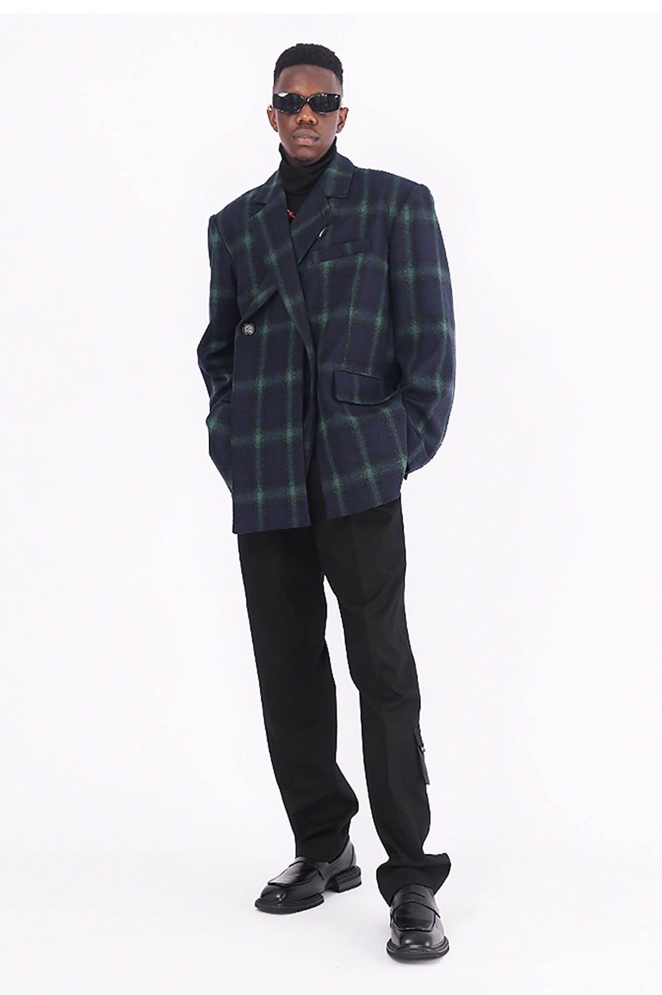ASSEEN Deconstructed Plaid Wool-Blend Oversized Blazer, premium urban and streetwear designers apparel on PROJECTISR.com, ASSEEN