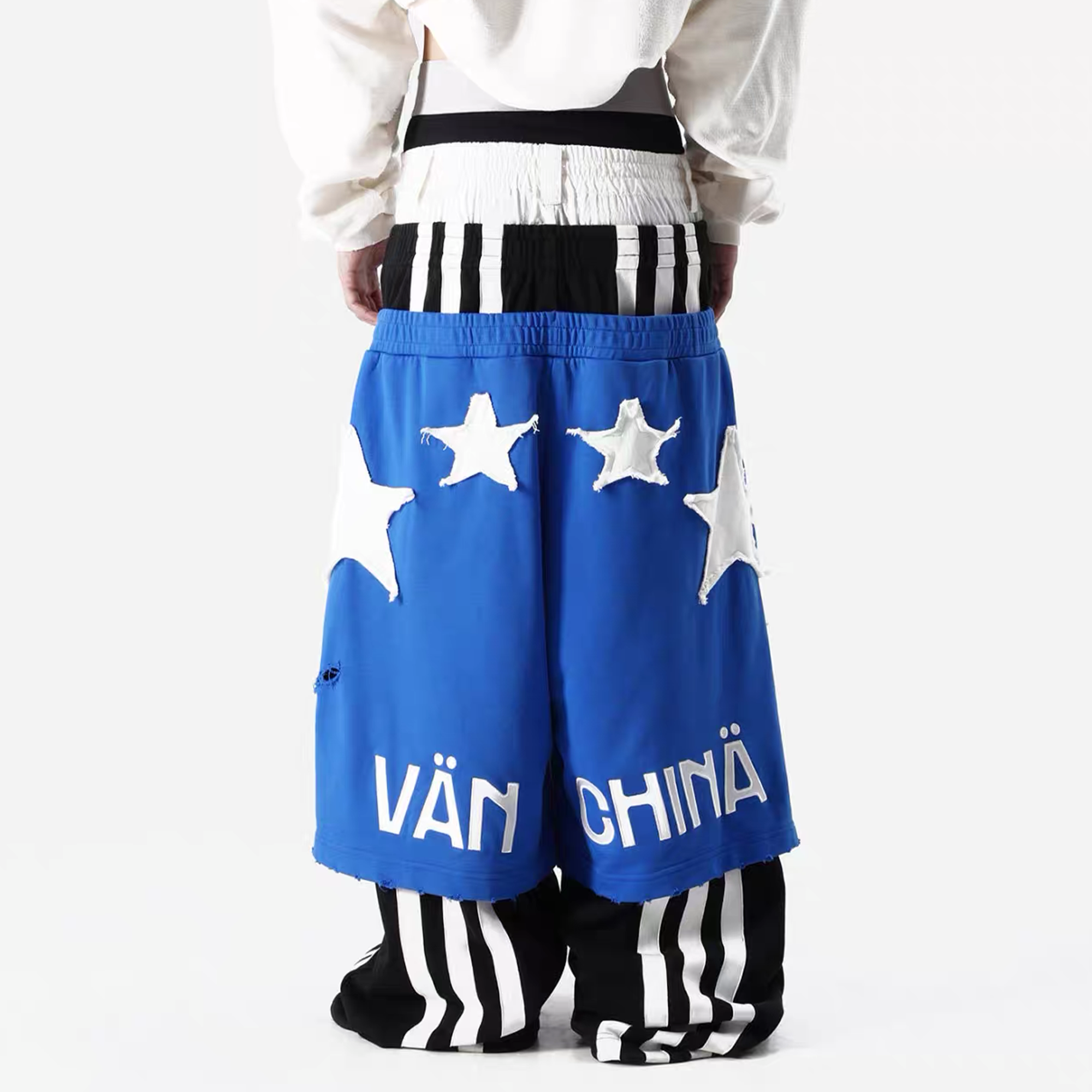 VANGUARDIA Triple-Waistband Spliced Wide-Leg Sweatpants