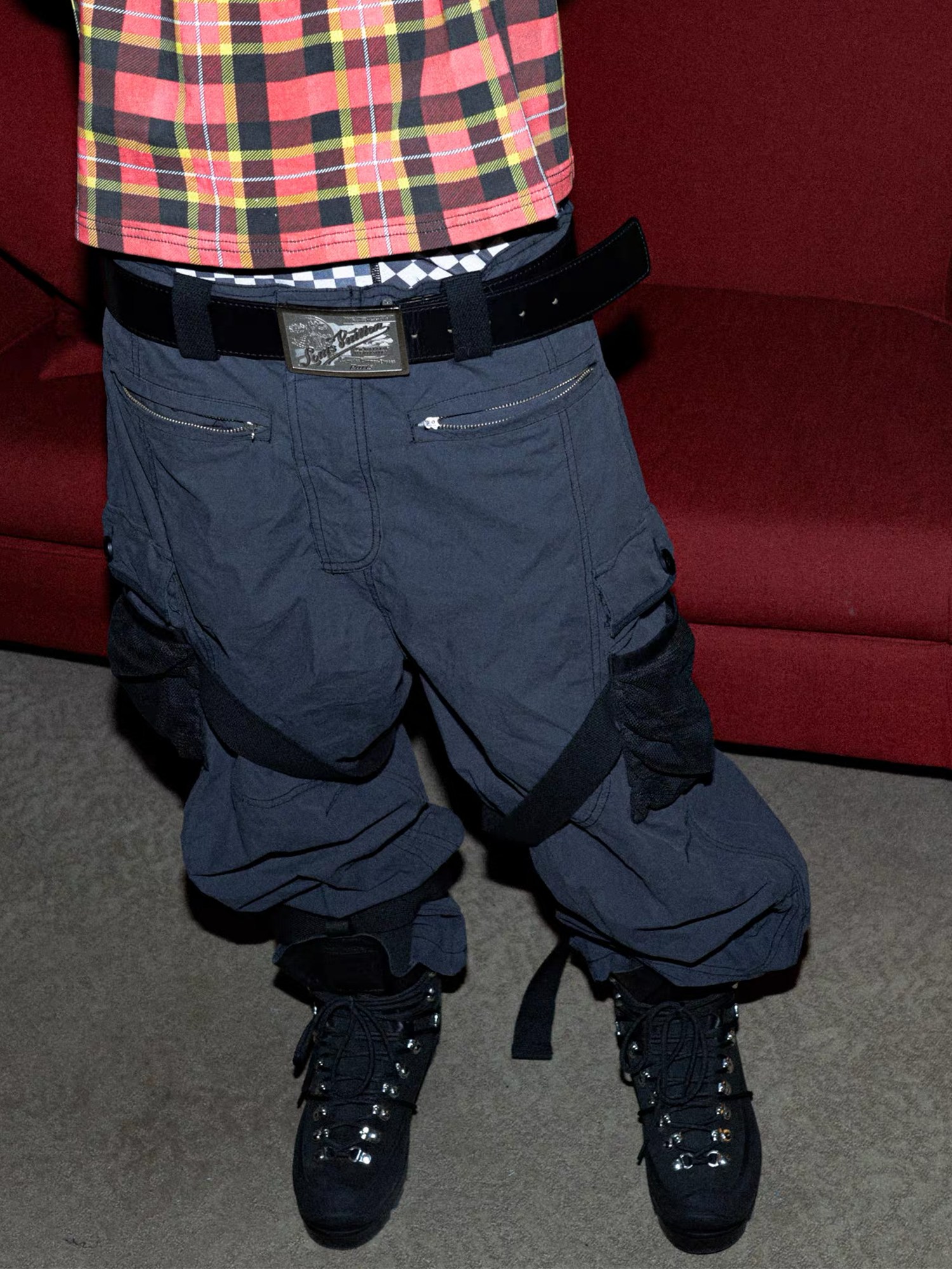 PCCVISION Adjustable Strap Washed Utility Cargo Pants, premium urban and streetwear designers apparel on PROJECTISR.com, PCCVISION