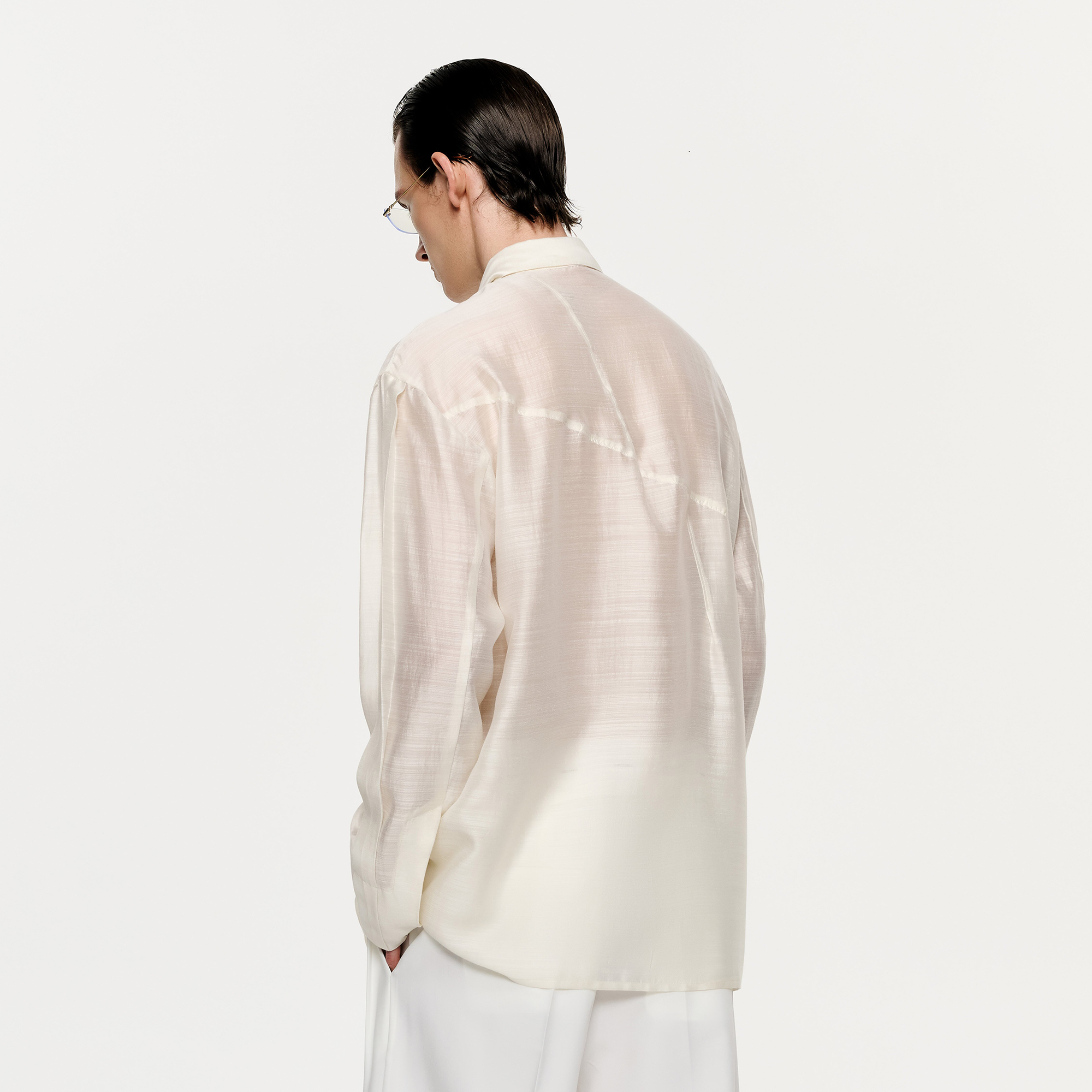 TIWILLTANG Structured Zip-Tie Tencel Shirt