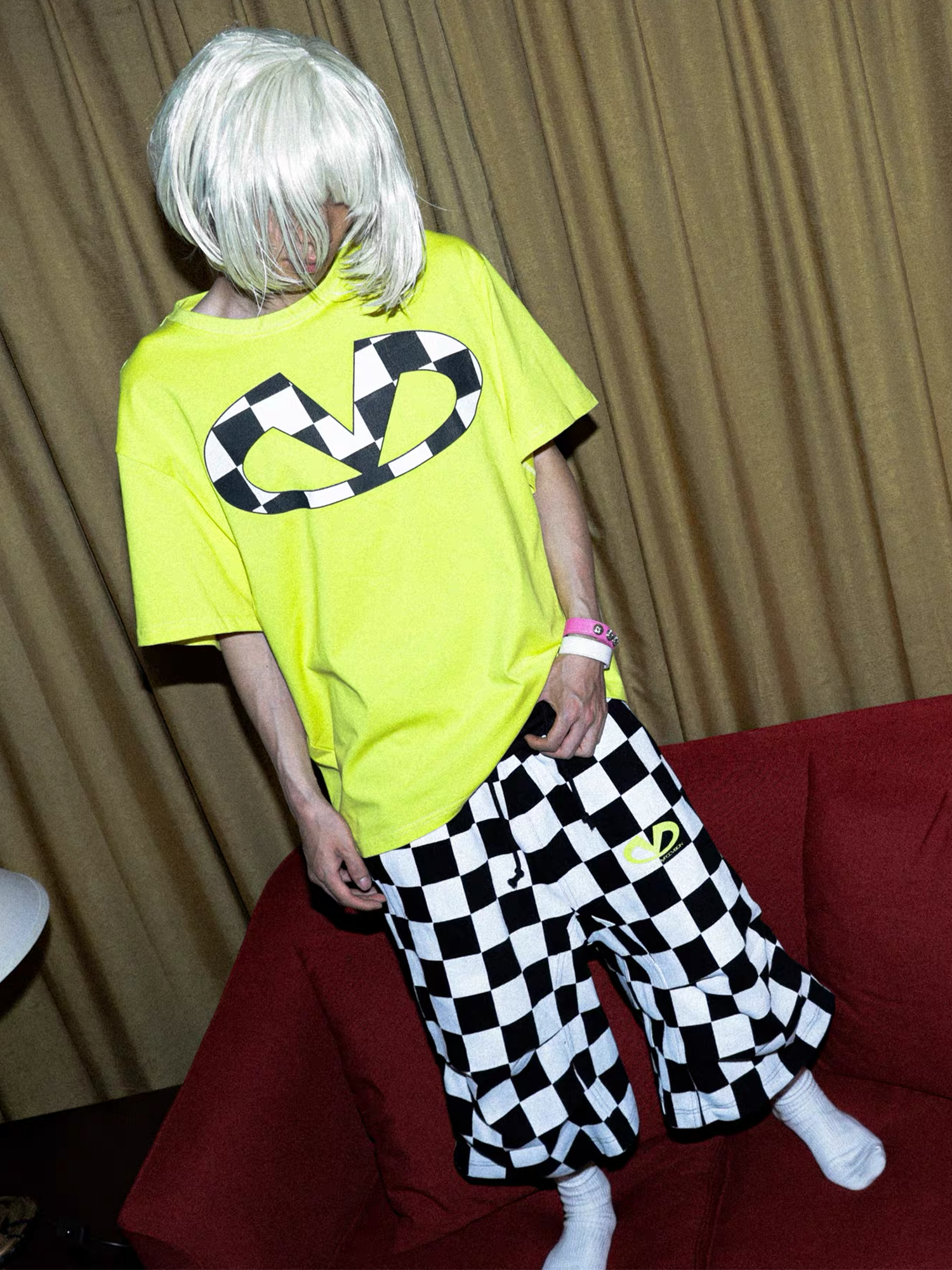 PCCVISION Checkerboard Pleated Baggy Shorts, premium urban and streetwear designers apparel on PROJECTISR.com, PCCVISION