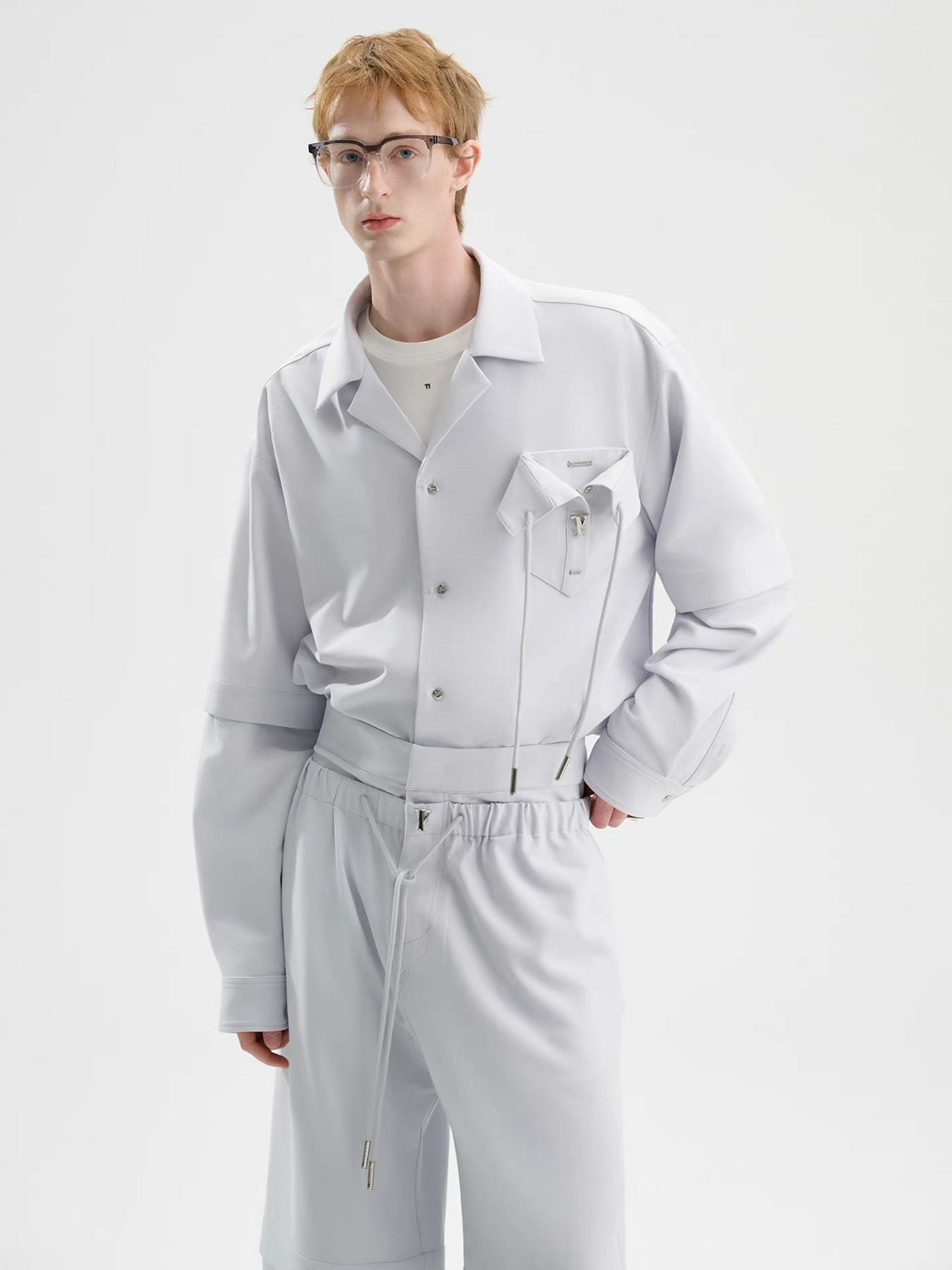 TIWILLTANG Detachable-Sleeve Tie-Pocket Shirt, premium urban and streetwear designers apparel on PROJECTISR.com, TIWILLTANG