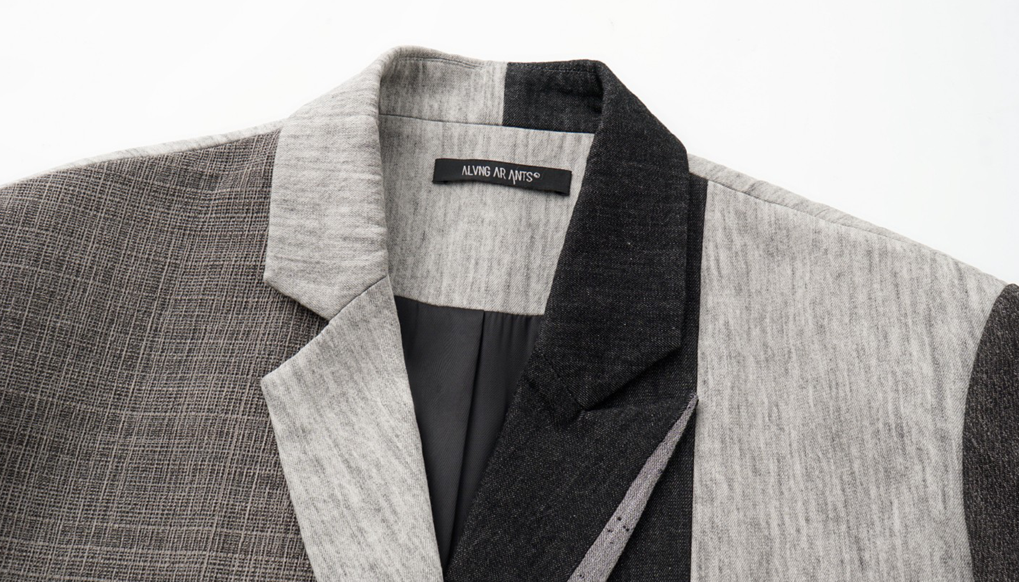 ALVNG AR ANTS Asymmetric Patch Double-Lapel Blazer
