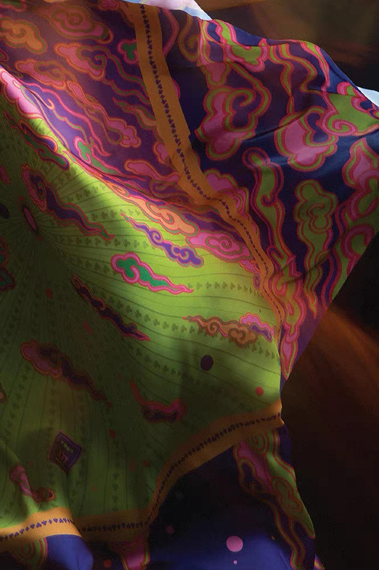 MASH UP ASIA Multicolor Cloudburst Full-Print Square Scarf, premium urban and streetwear designers apparel on PROJECTISR.com, MASH UP ASIA