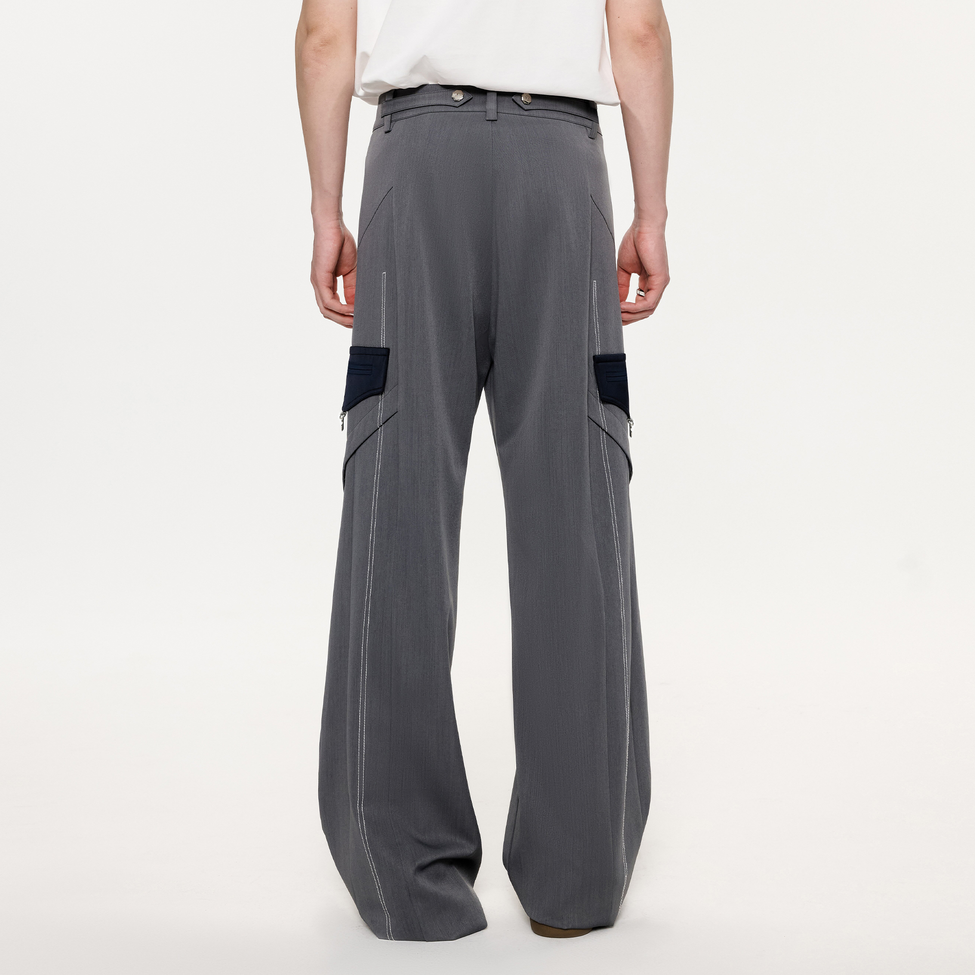 TIWILLTANG Draped Wide-Leg Trousers