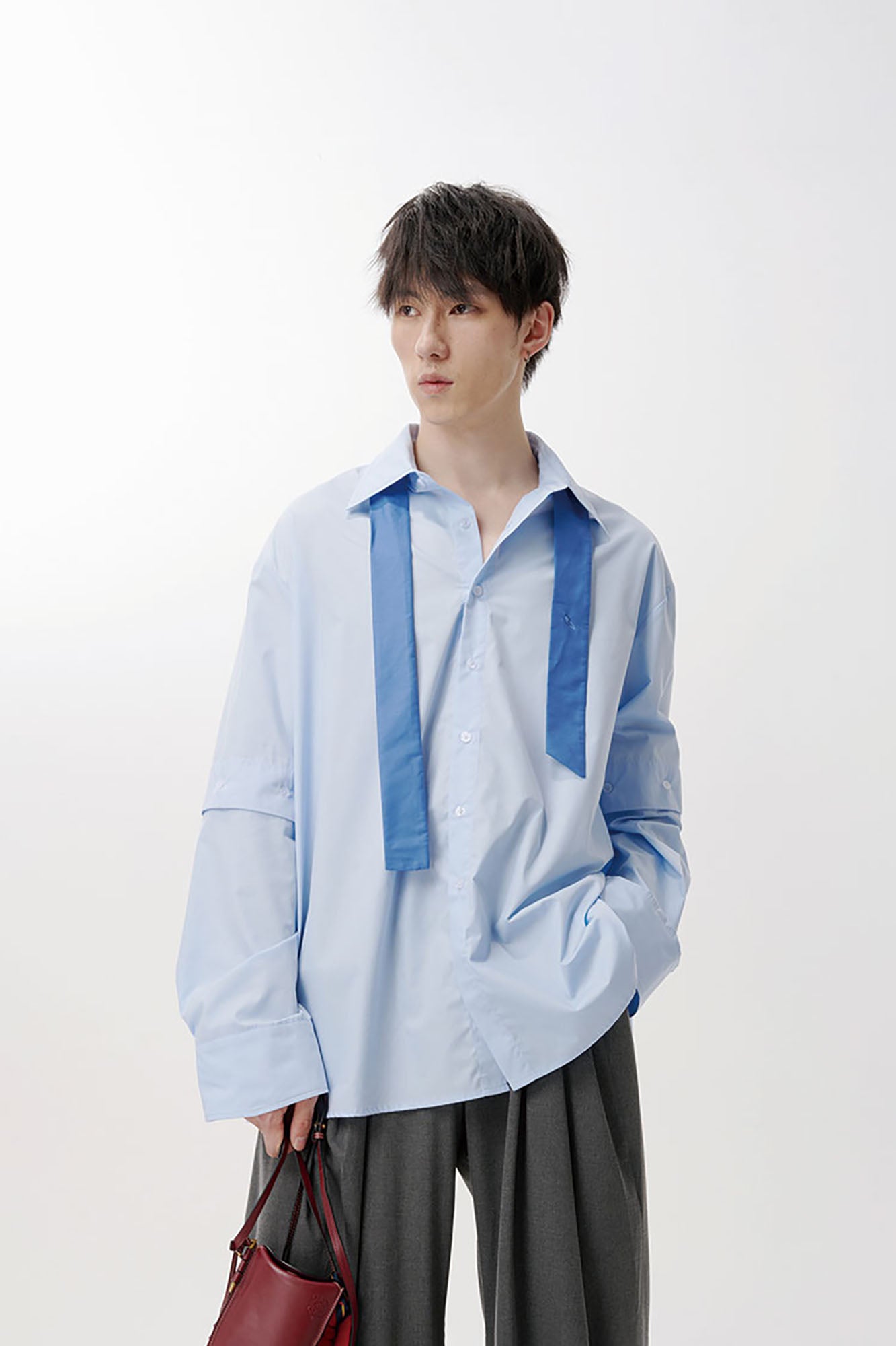 TUIMU Cross Tie Detachable Sleeve Shirt, premium urban and streetwear designers apparel on PROJECTISR.com, TUIMU