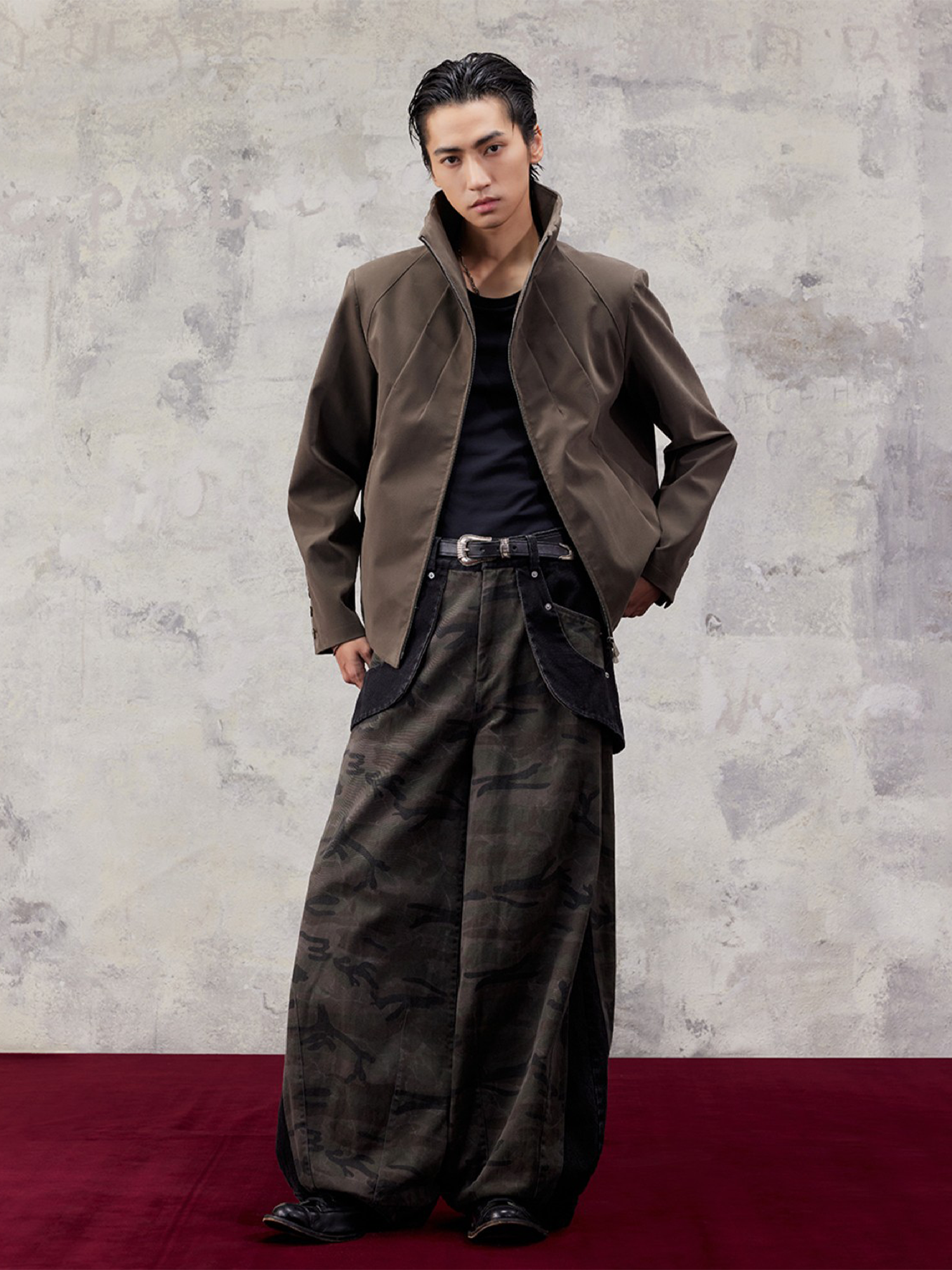ALVNG AR ANTS Washed Camo Paneled Oversized Lantern Pants