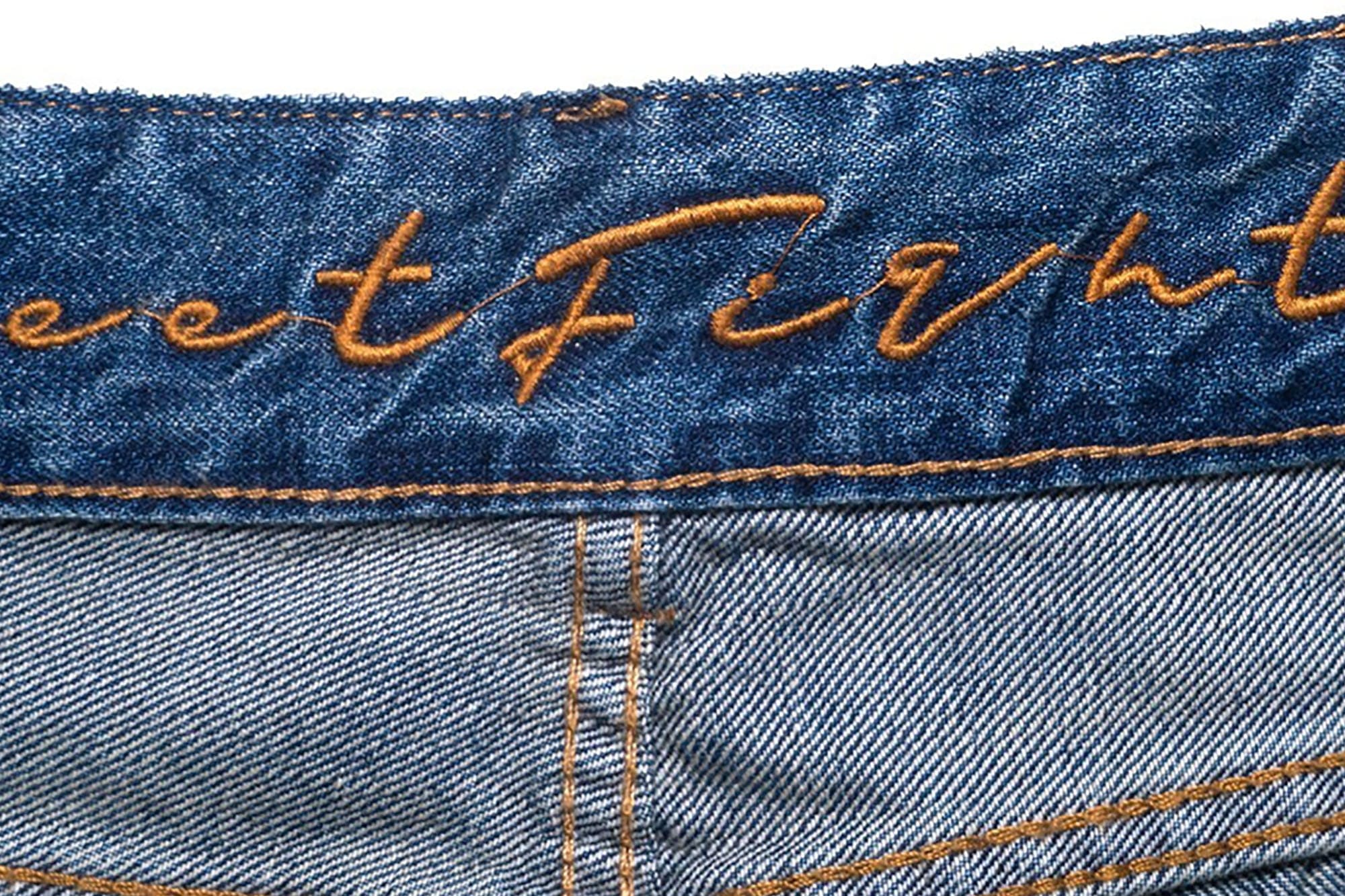 VINKID Dove Embroidered Distressed Stacked Jeans, premium urban and streetwear designers apparel on PROJECTISR.com, VINKID