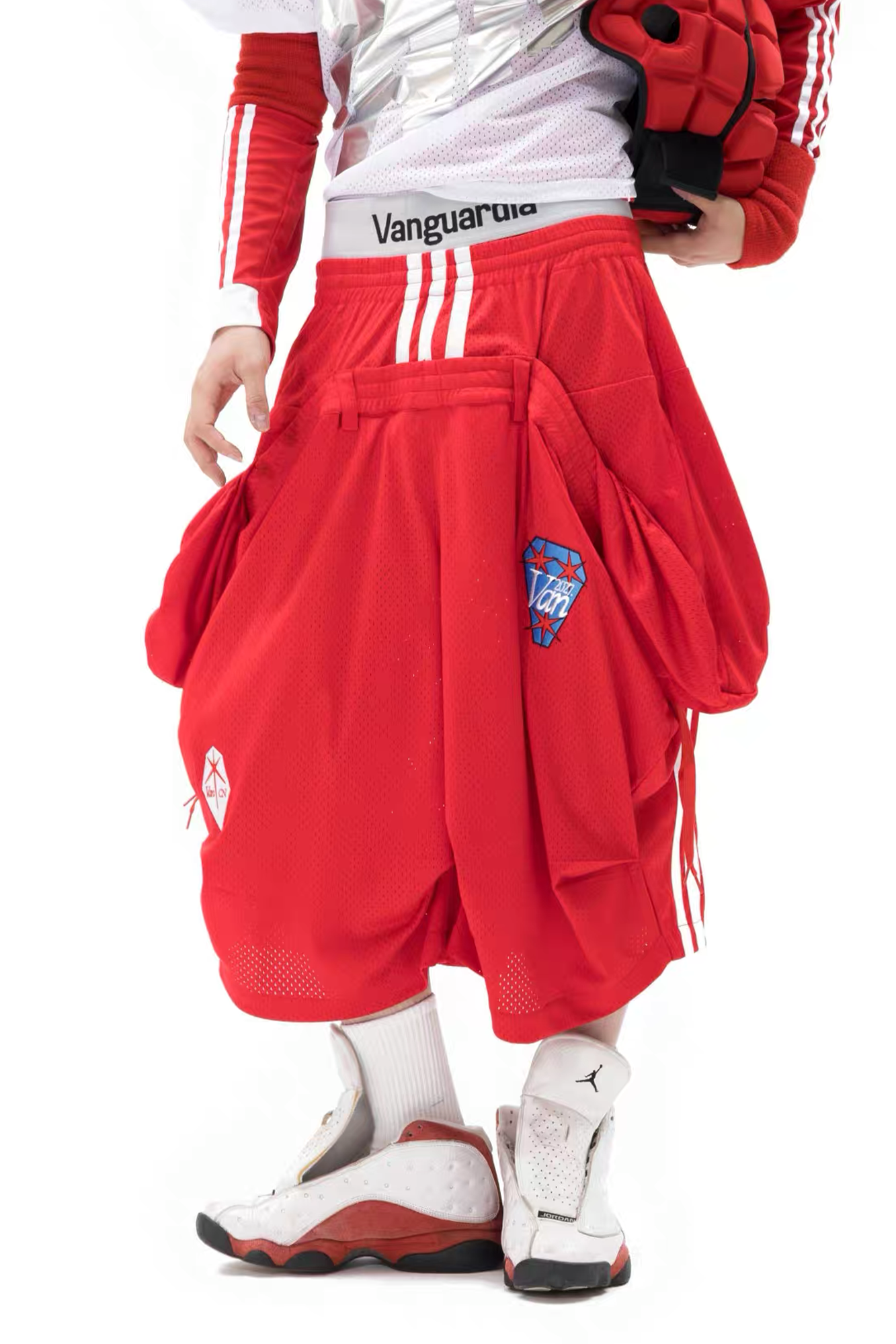VANGUARDIA Sagging Mesh Layered Sport Shorts