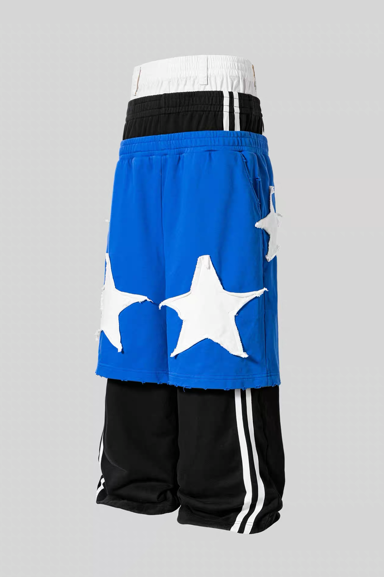 VANGUARDIA Triple-Waistband Spliced Wide-Leg Sweatpants