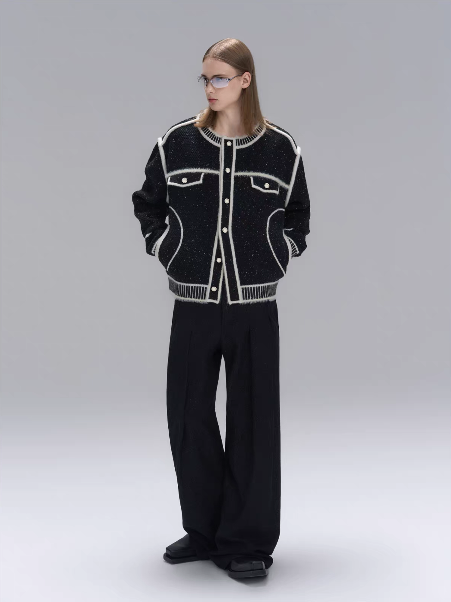 TIWILLTANG Contrast Stitch Knit Jacket