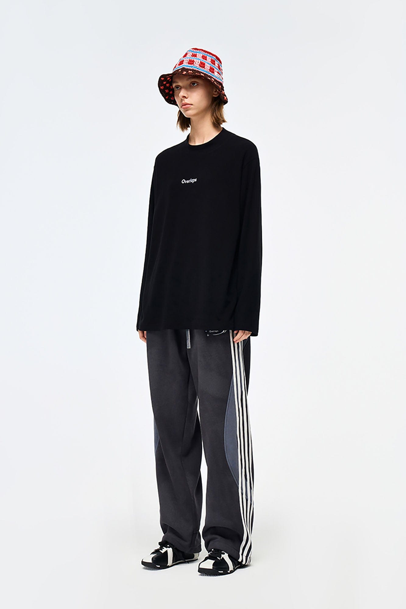 OVERLAPS Side Stripes Paneled Track Pants, premium urban and streetwear designers apparel on PROJECTISR.com, OVERLAPS