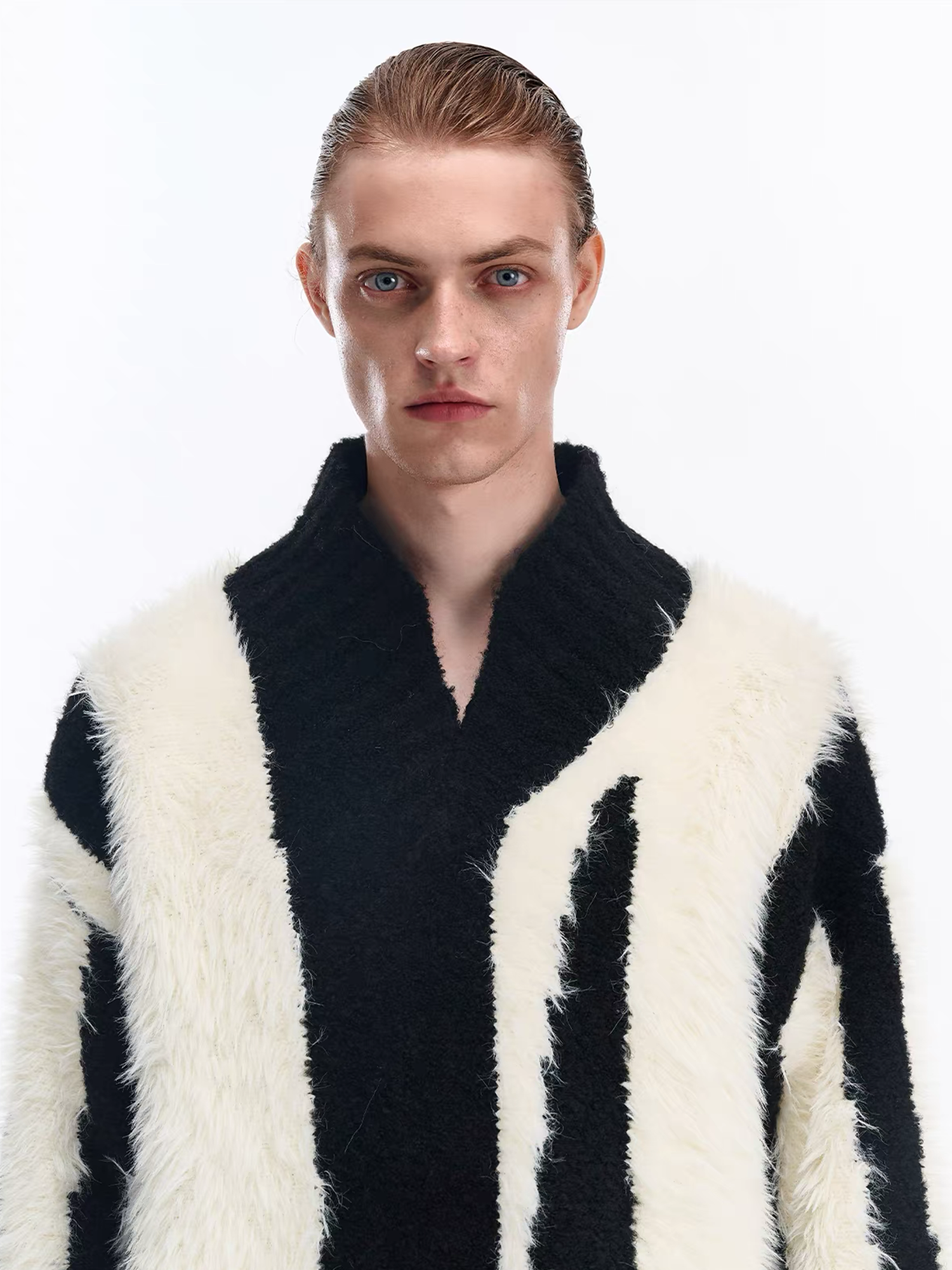 TIWILLTANG Fuzzy Faux-Mink Contrast Sweater, premium urban and streetwear designers apparel on PROJECTISR.com, TIWILLTANG