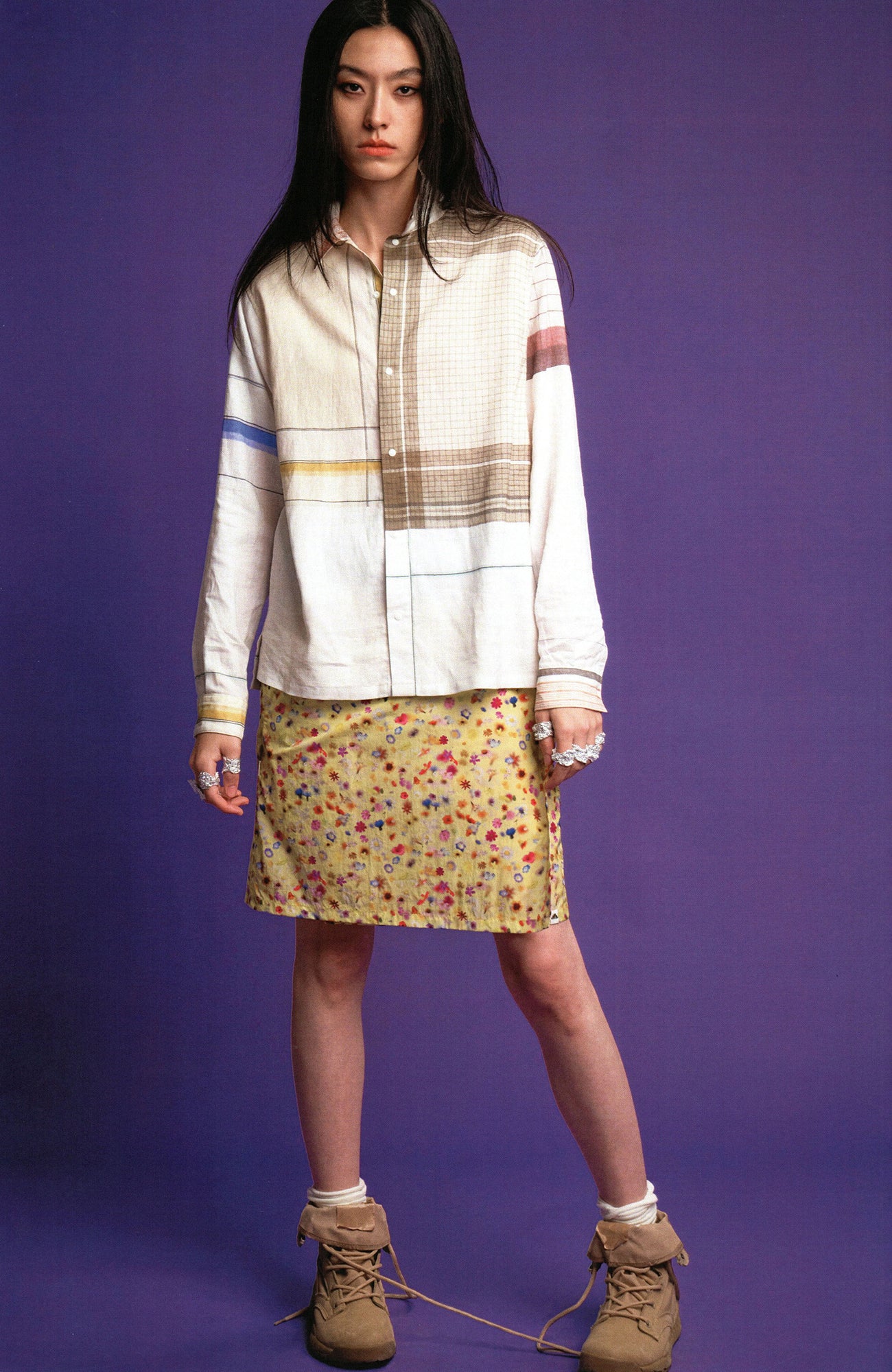 URBAN+FOREST Patchwork Plaid Shirt, premium urban and streetwear designers apparel on PROJECTISR.com, URBAN+FOREST