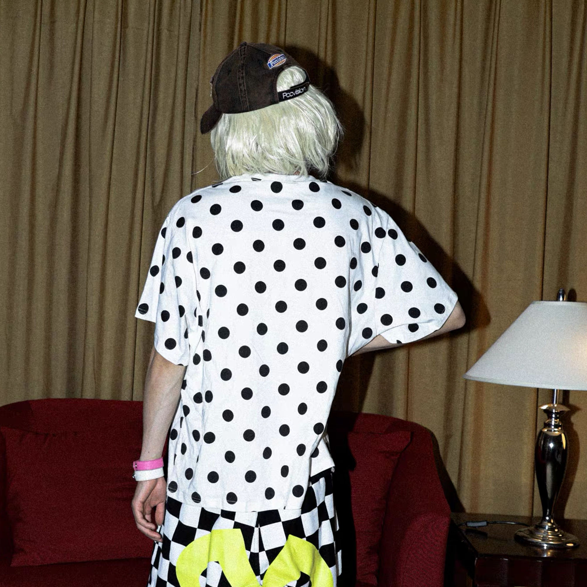 PCCVISION Polka Dot Text Graphic T-Shirt, premium urban and streetwear designers apparel on PROJECTISR.com, PCCVISION