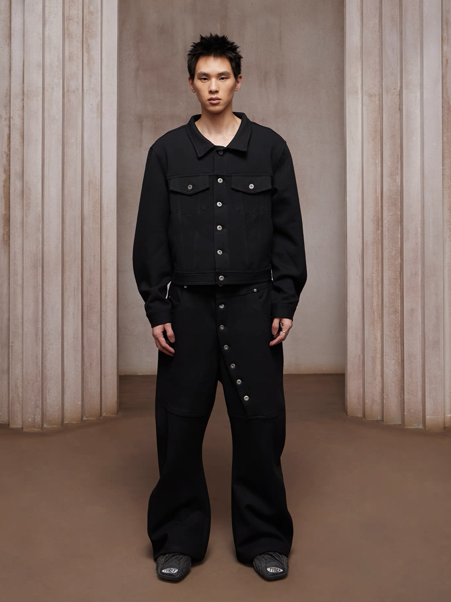 DND4DES Asym Buttoned Wool-Blend Oversized Pants