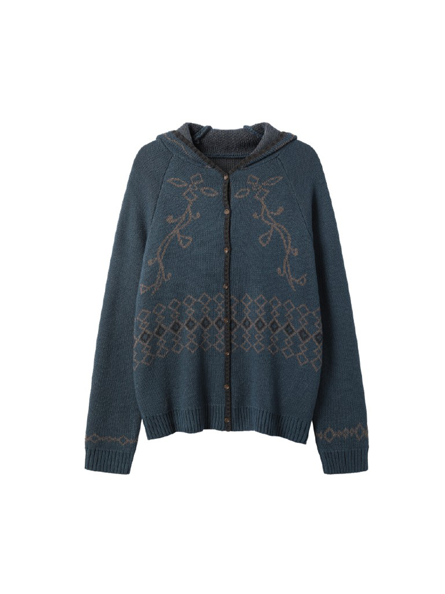 ALVNG AR ANTS Jacquard Floral Wool-Blend Hooded Cardigan