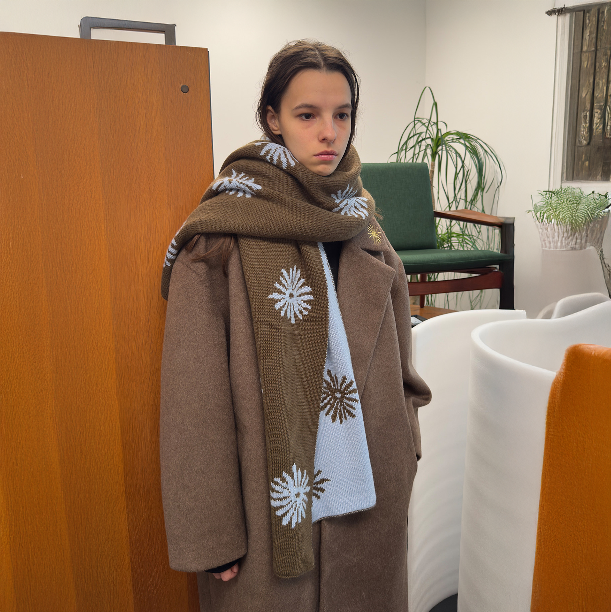 MIICHOUS Snowflake Jacquard Reversible Wool-Blend Scarf, premium urban and streetwear designers apparel on PROJECTISR.com, MIICHOUS