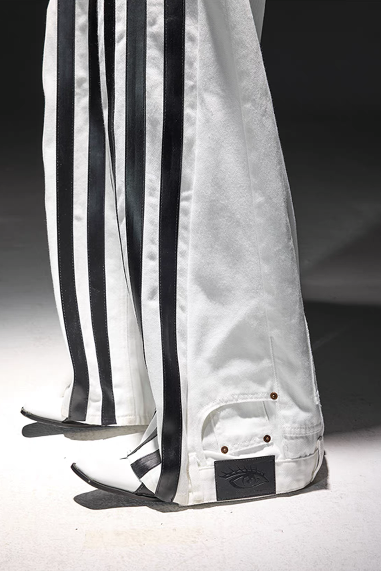NOTHINGNESS WORLD Four-Stripe Wide-Leg Sweatpants, premium urban and streetwear designers apparel on PROJECTISR.com, NOTHINGNESS WORLD