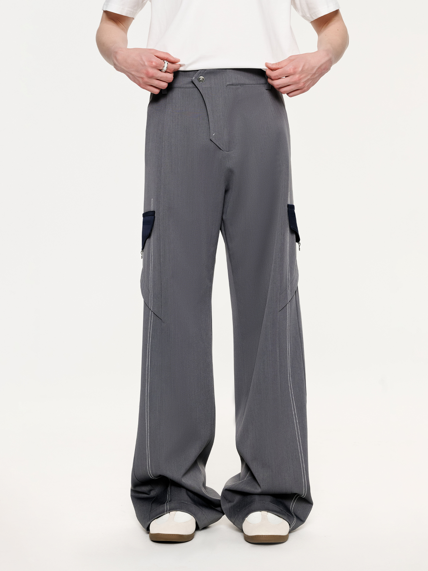 TIWILLTANG Draped Wide-Leg Trousers