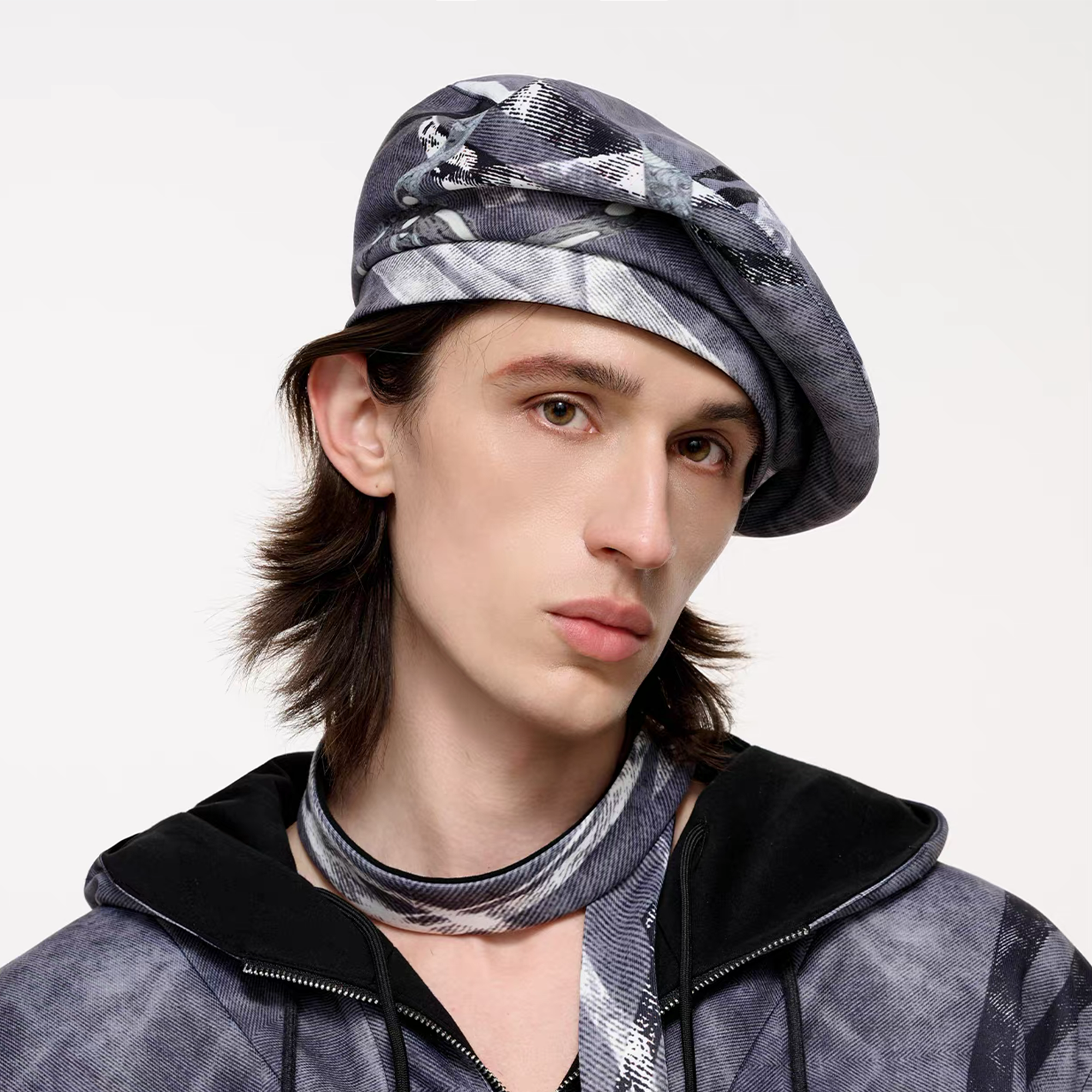 TIWILLTANG Abstract Reversible Graphic Beret
