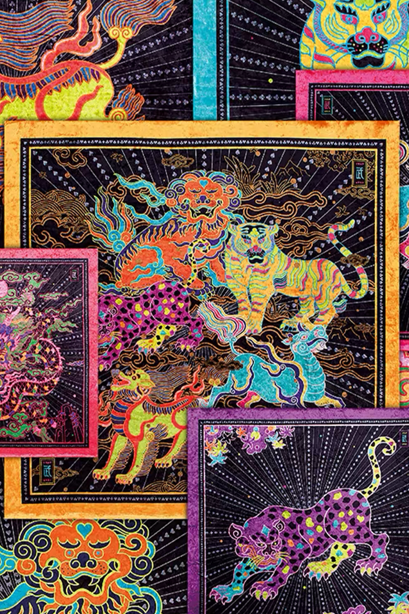 MASH UP ASIA Mythic Beast Quartet Decorative Art Print, premium urban and streetwear designers apparel on PROJECTISR.com, MASH UP ASIA