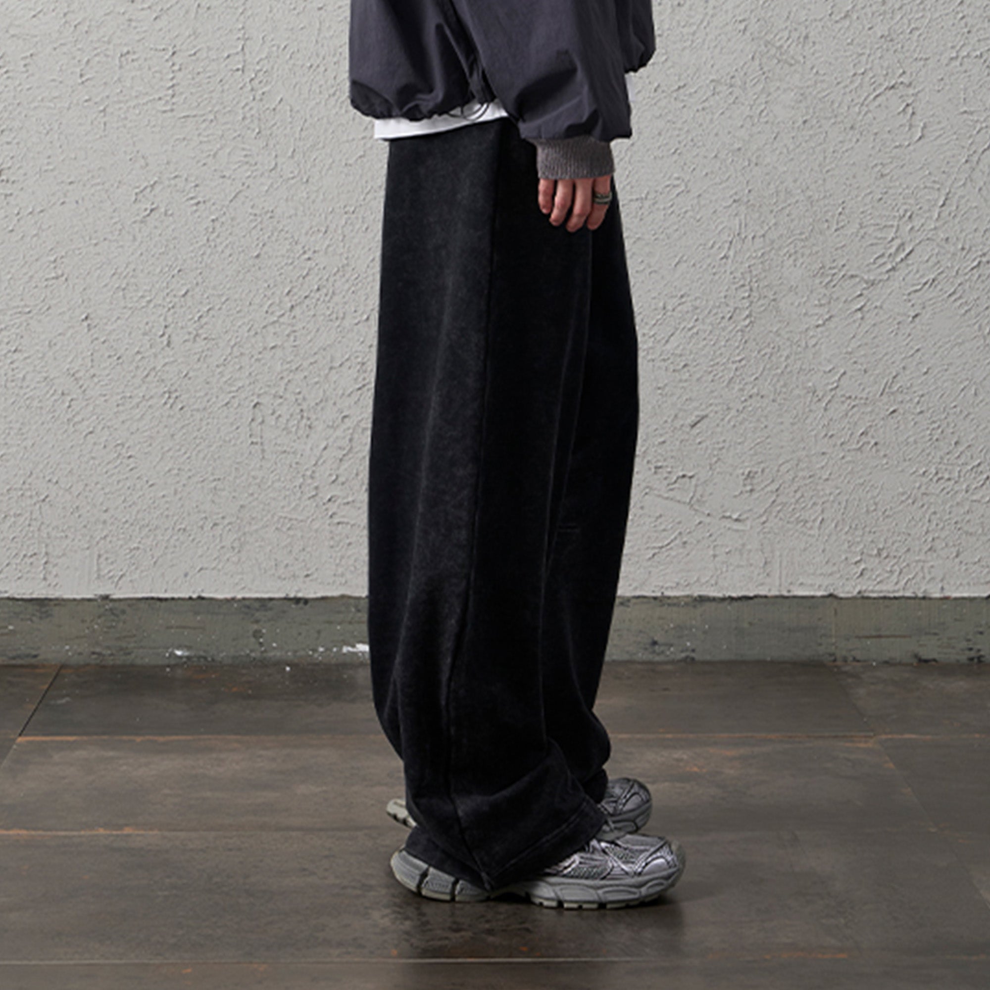 ORGANIC EMOTION Waxed-Wash Oversized Curved Pants, premium urban and streetwear designers apparel on PROJECTISR.com, ORGANIC EMOTION
