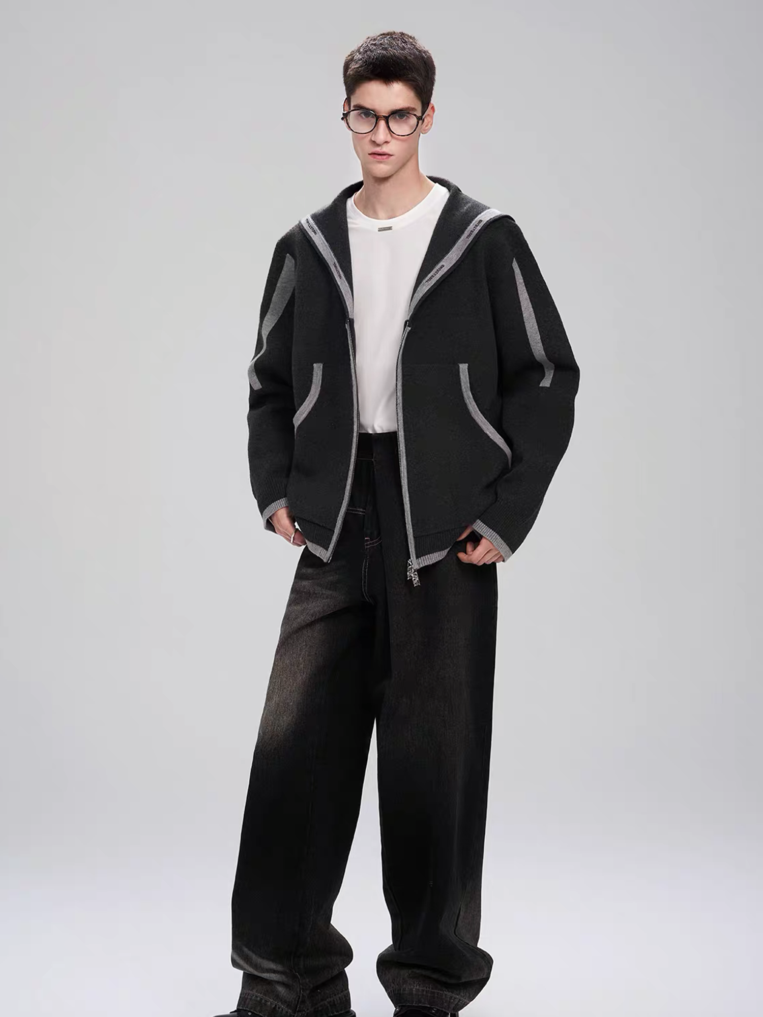 TIWILLTANG Contrast-Trim Sailor-Collar Jacket, premium urban and streetwear designers apparel on PROJECTISR.com, TIWILLTANG