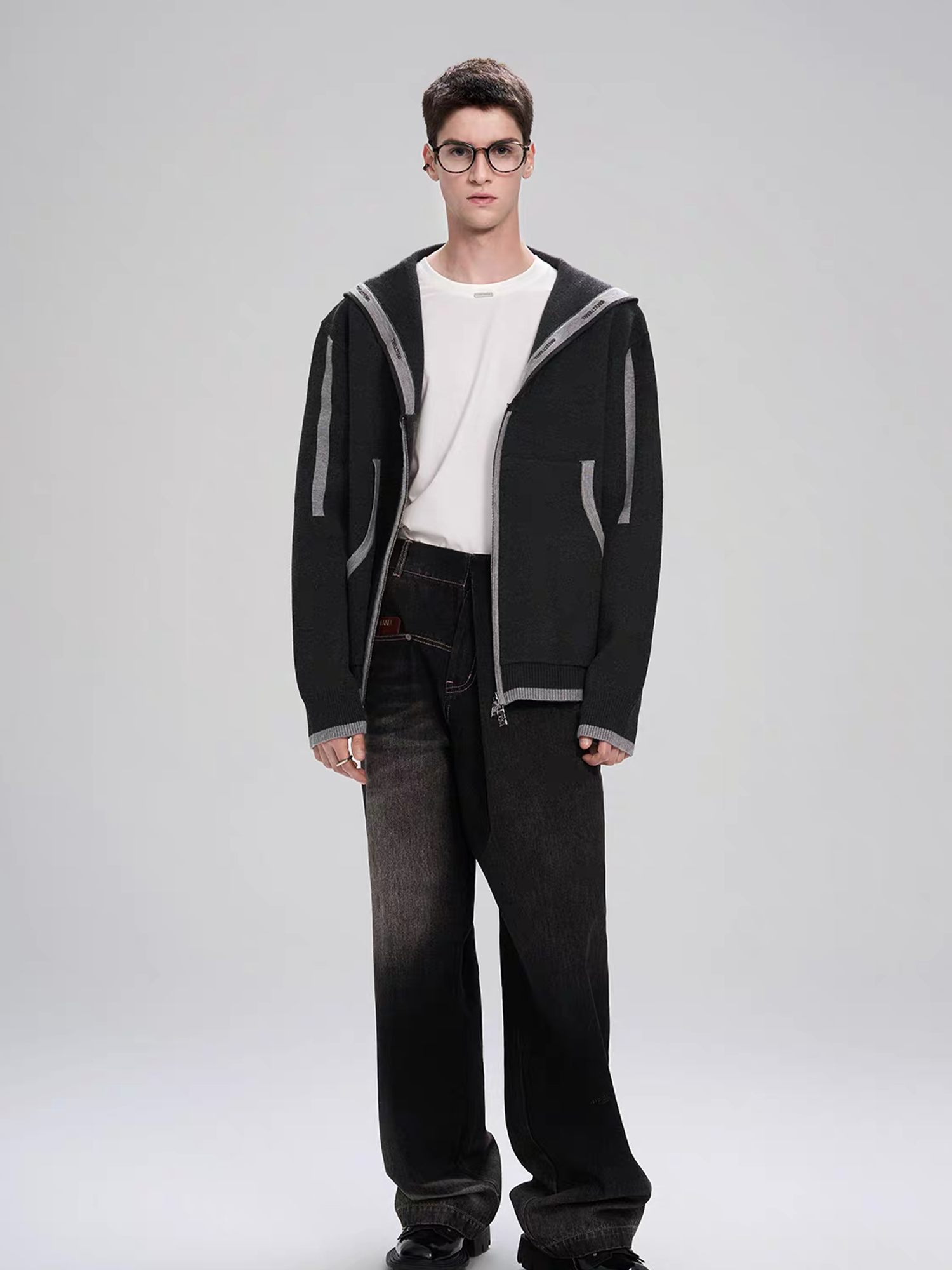 TIWILLTANG Contrast-Trim Sailor-Collar Jacket, premium urban and streetwear designers apparel on PROJECTISR.com, TIWILLTANG