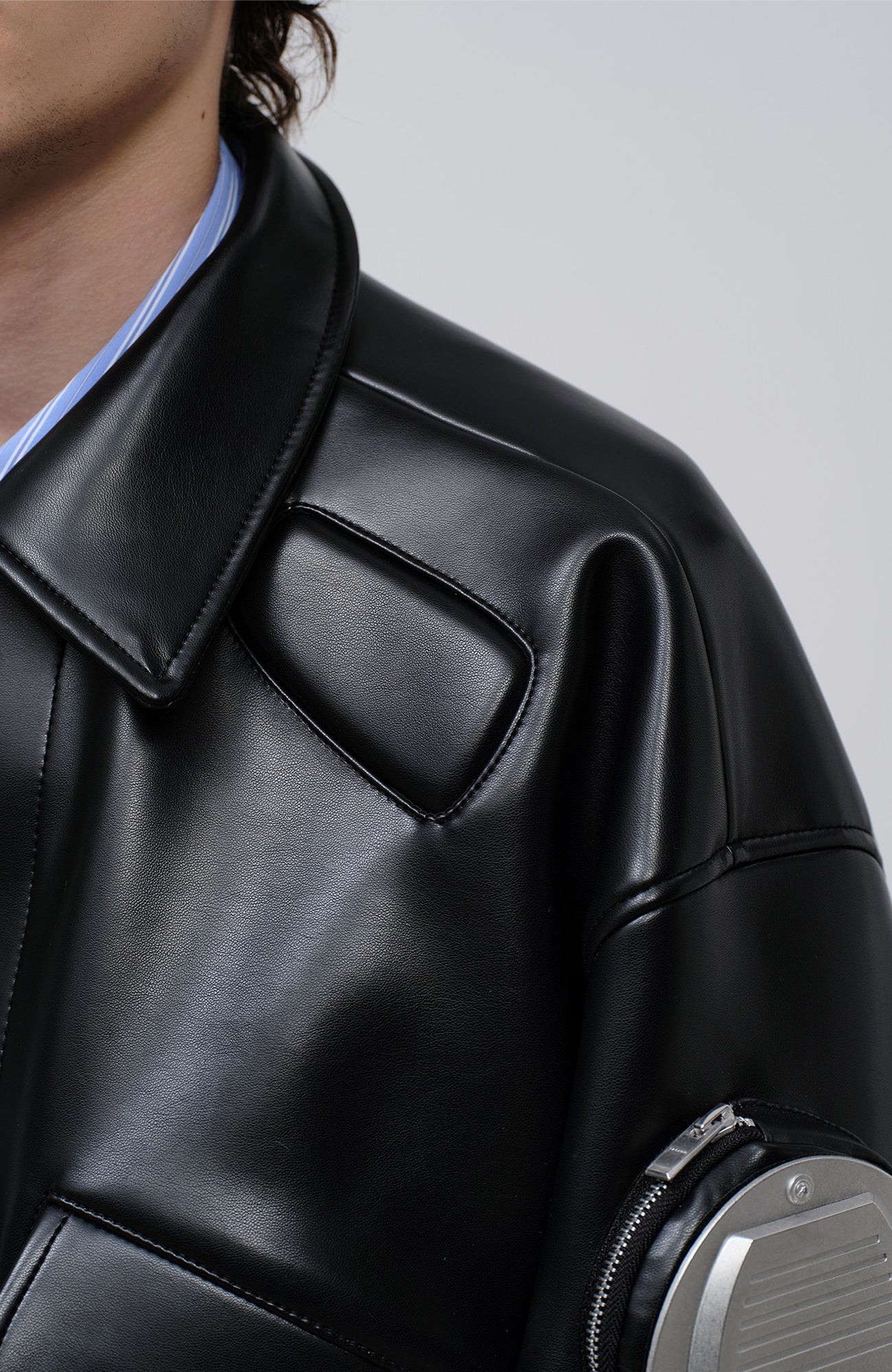 FACEONLAB Arm-Patched Bomber Oversized Jacket, premium urban and streetwear designers apparel on PROJECTISR.com, FACEONLAB