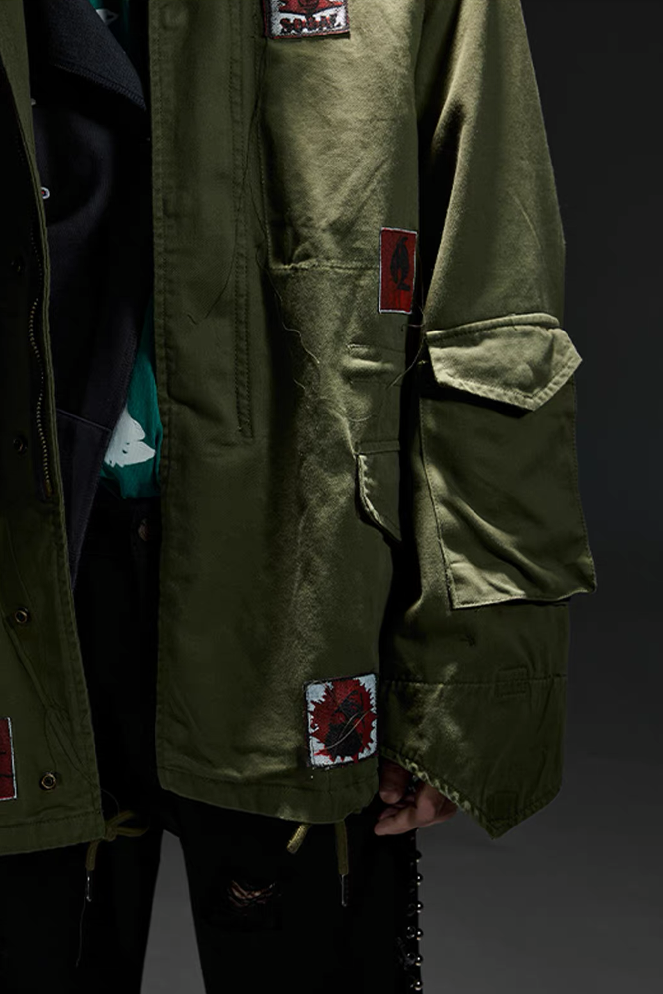 NOTHINGNESS WORLD Slogan Patchwork Multi-Pocket Utility Jacket, premium urban and streetwear designers apparel on PROJECTISR.com, NOTHINGNESS WORLD