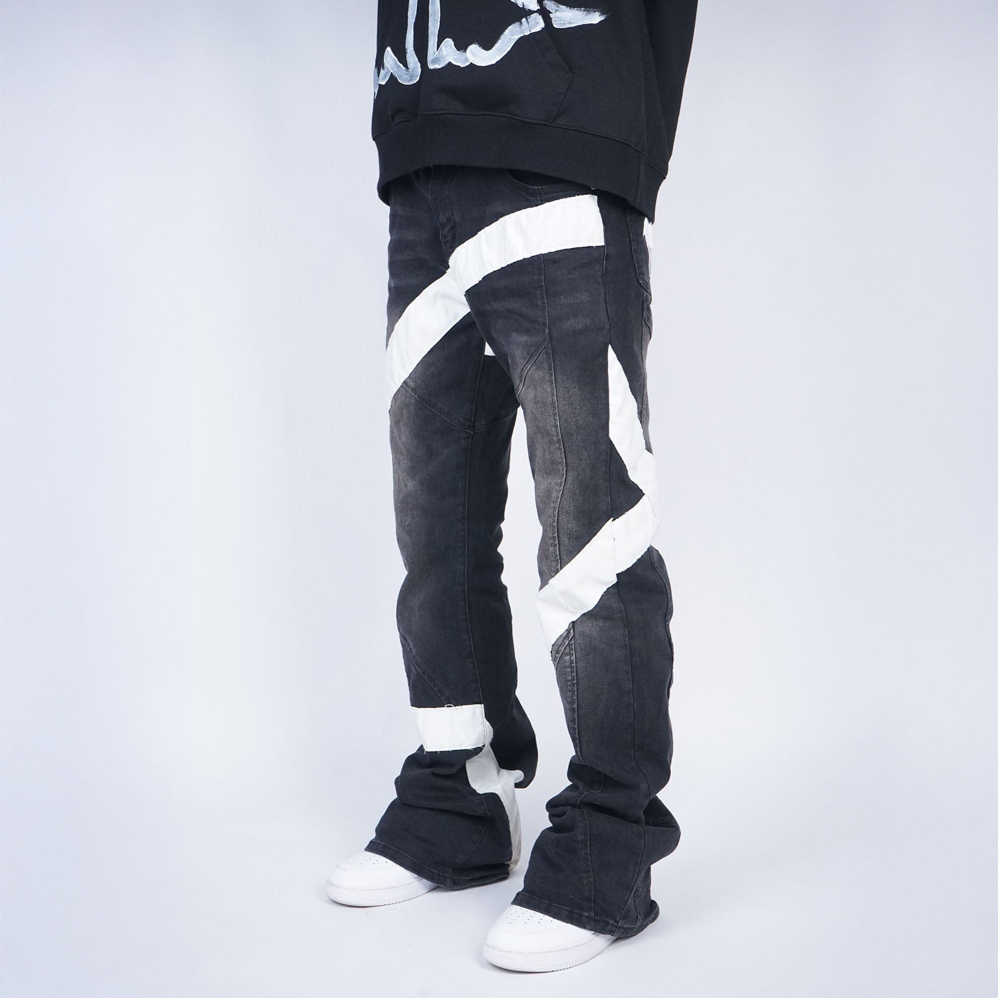 VINKID Infinite Cross Panel Embroidered Jeans, premium urban and streetwear designers apparel on PROJECTISR.com, VINKID