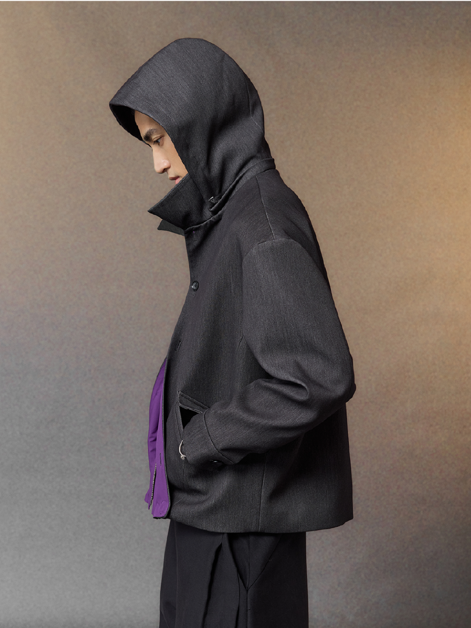 ALVNG AR ANTS Tech Contrast Split-Panel Hooded Jacket, premium urban and streetwear designers apparel on PROJECTISR.com, ALVNG AR ANTS