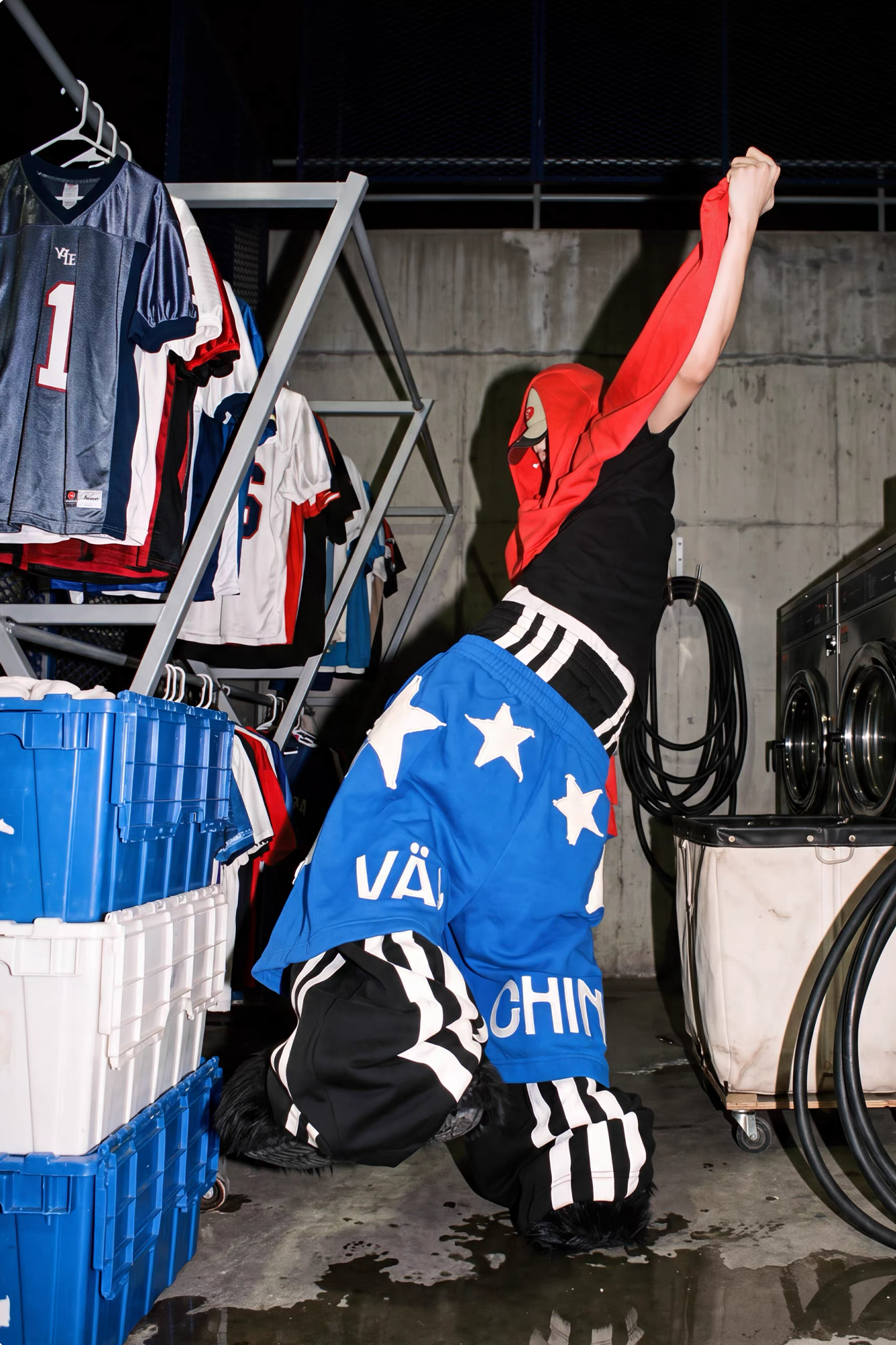 VANGUARDIA Triple-Waistband Spliced Wide-Leg Sweatpants
