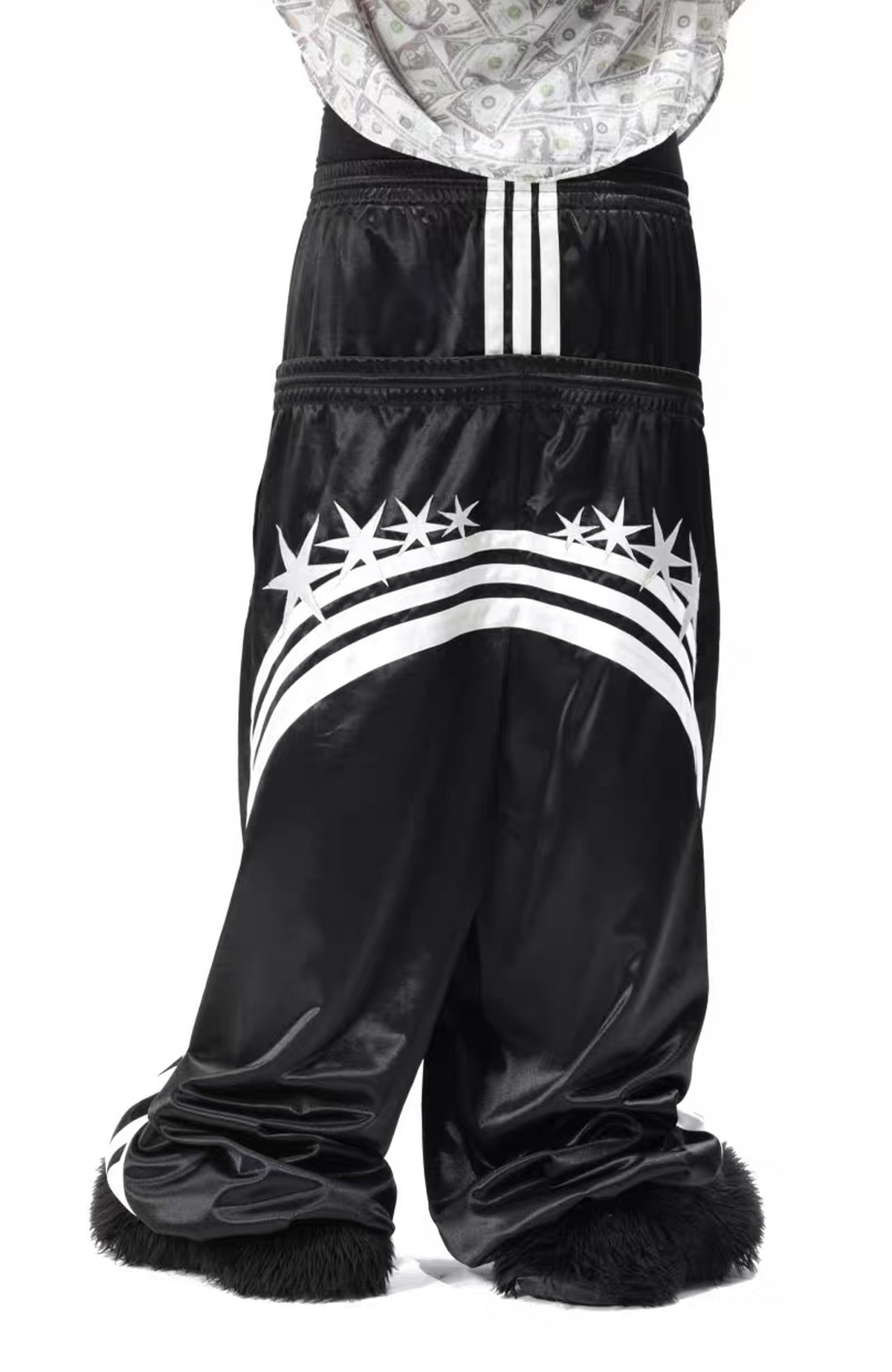 VANGUARDIA Double-Waistband Side-Stripe Sagging Sweatpants
