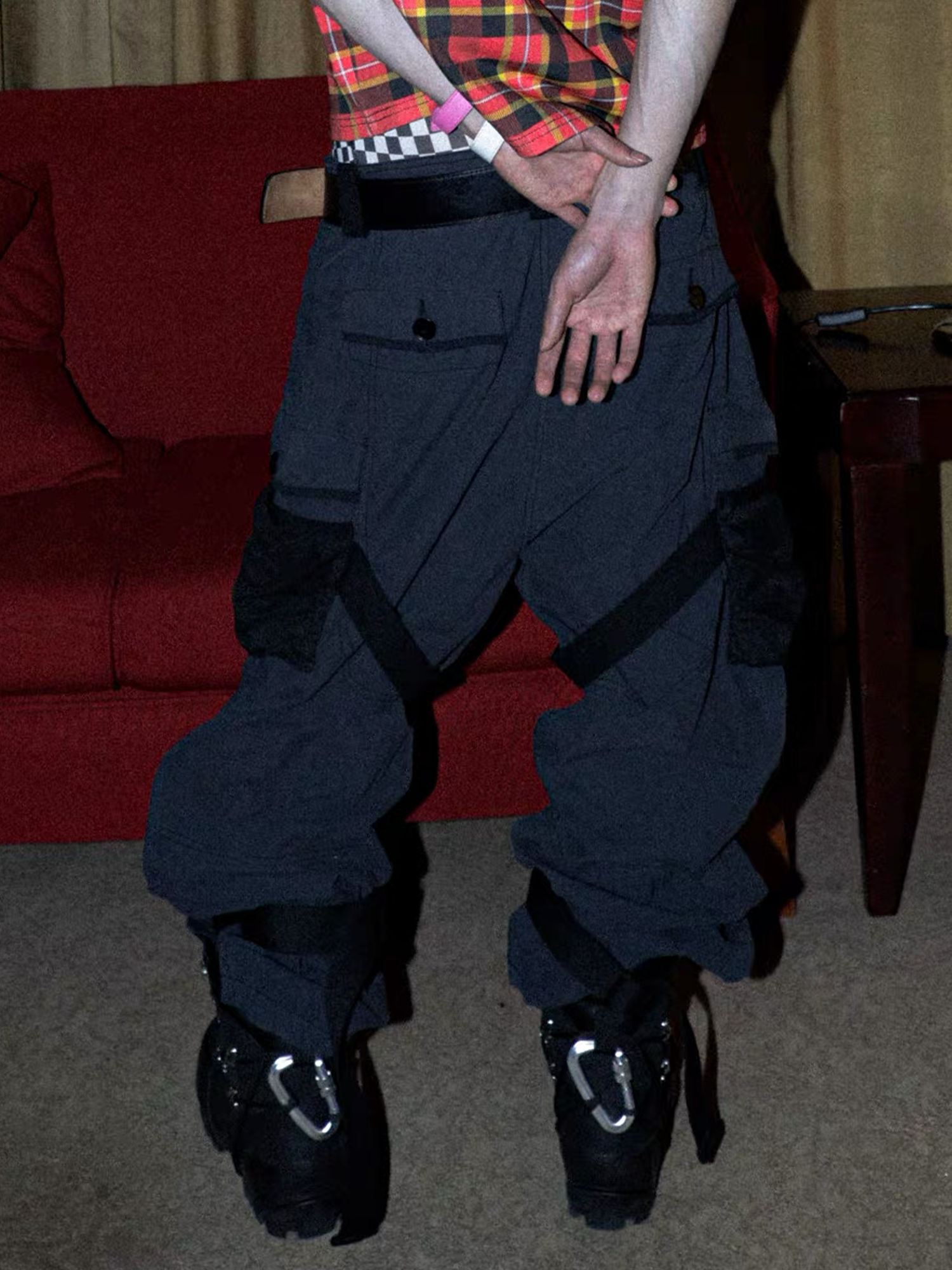 PCCVISION Adjustable Strap Washed Utility Cargo Pants, premium urban and streetwear designers apparel on PROJECTISR.com, PCCVISION
