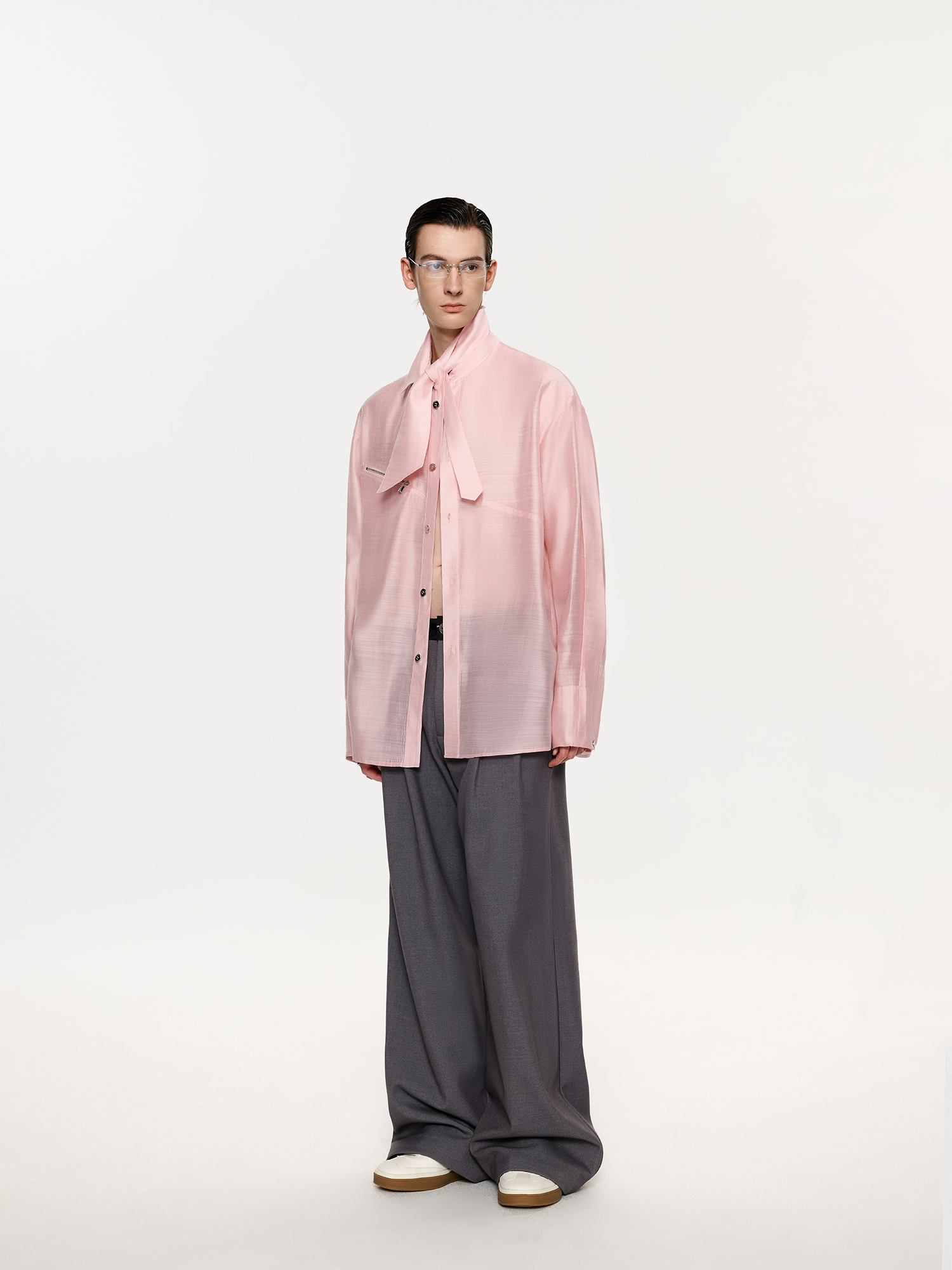 TIWILLTANG Structured Zip-Tie Tencel Shirt