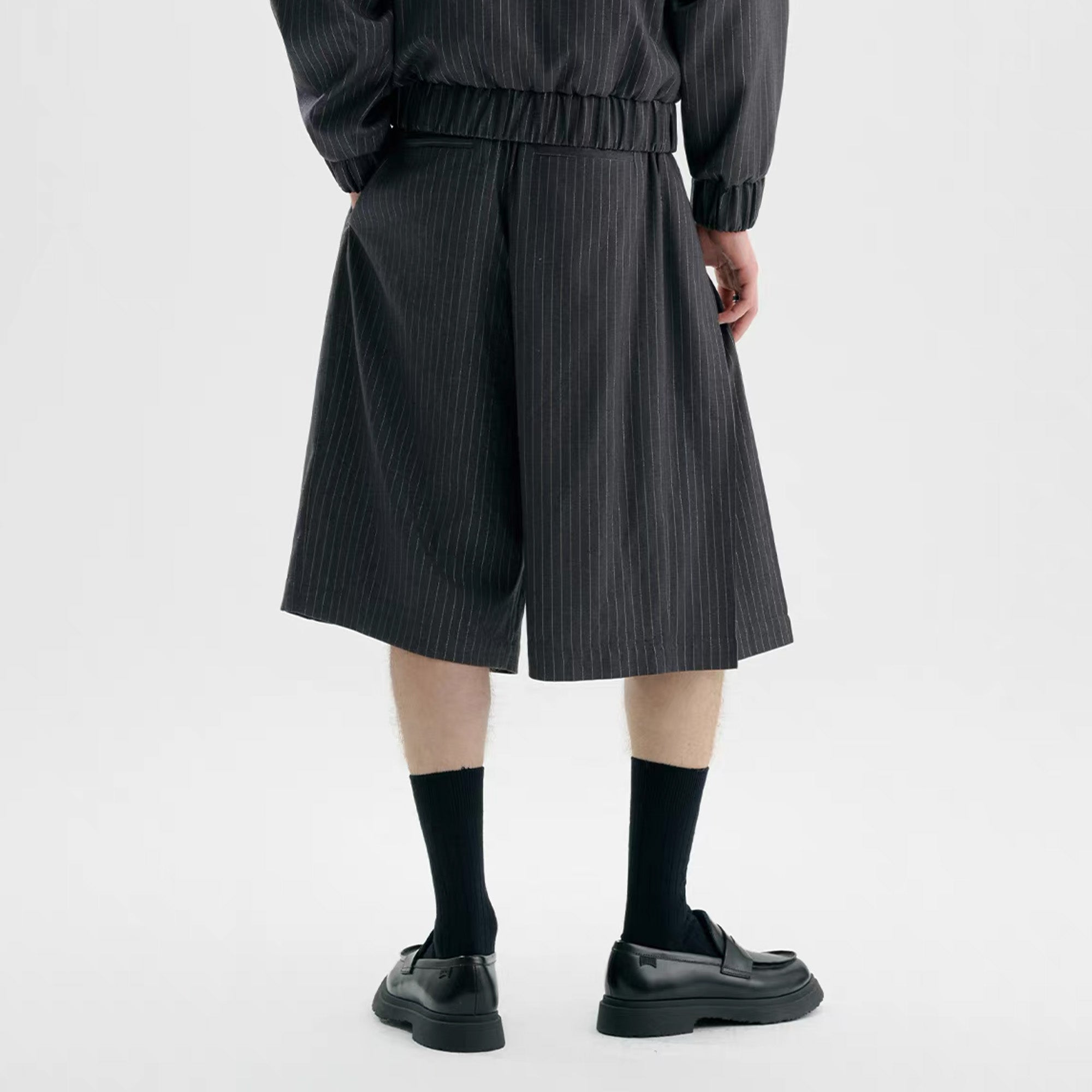 TIWILLTANG Pleated Pinstripe Skirt Shorts, premium urban and streetwear designers apparel on PROJECTISR.com, TIWILLTANG