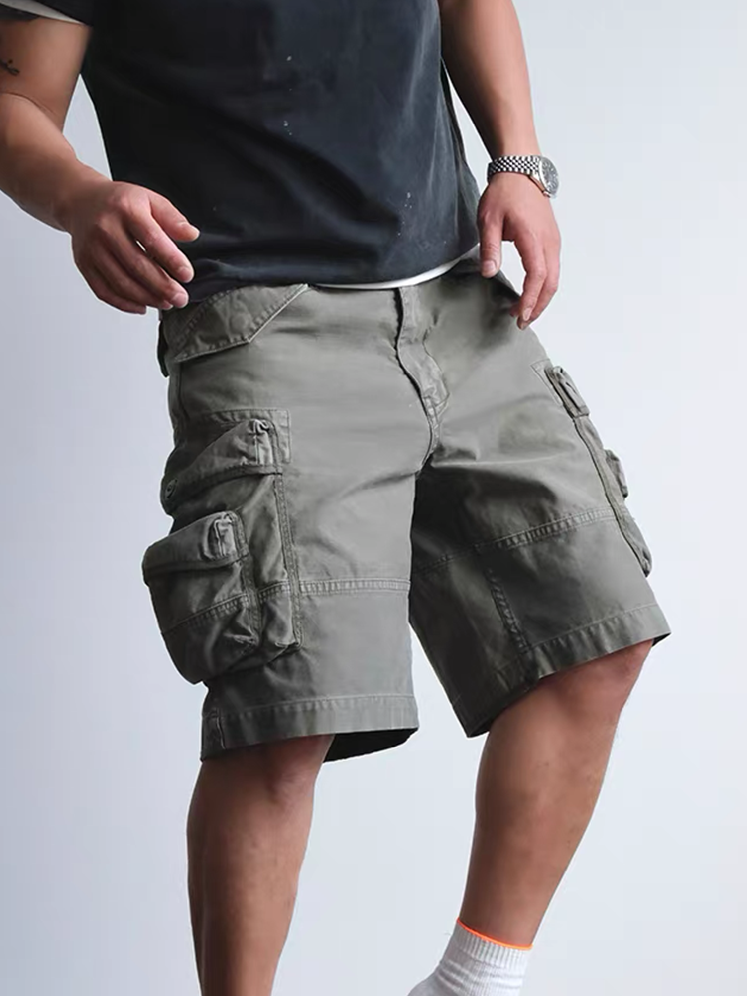 NEIGBORL Washed Multi-Pocket Cargo Shorts