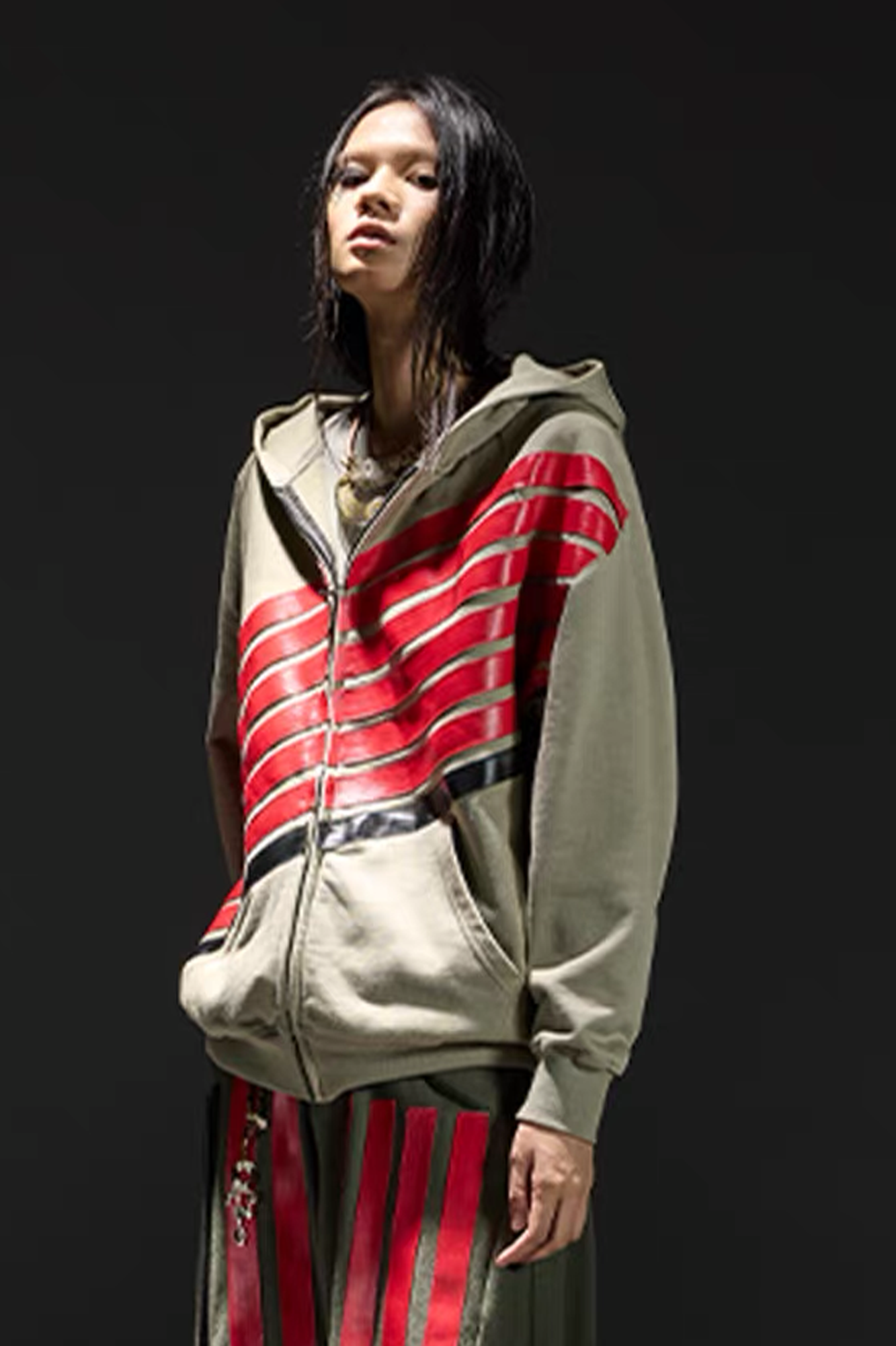 NOTHINGNESS WORLD Four-Stripe Zip-Up Hoodie, premium urban and streetwear designers apparel on PROJECTISR.com, NOTHINGNESS WORLD