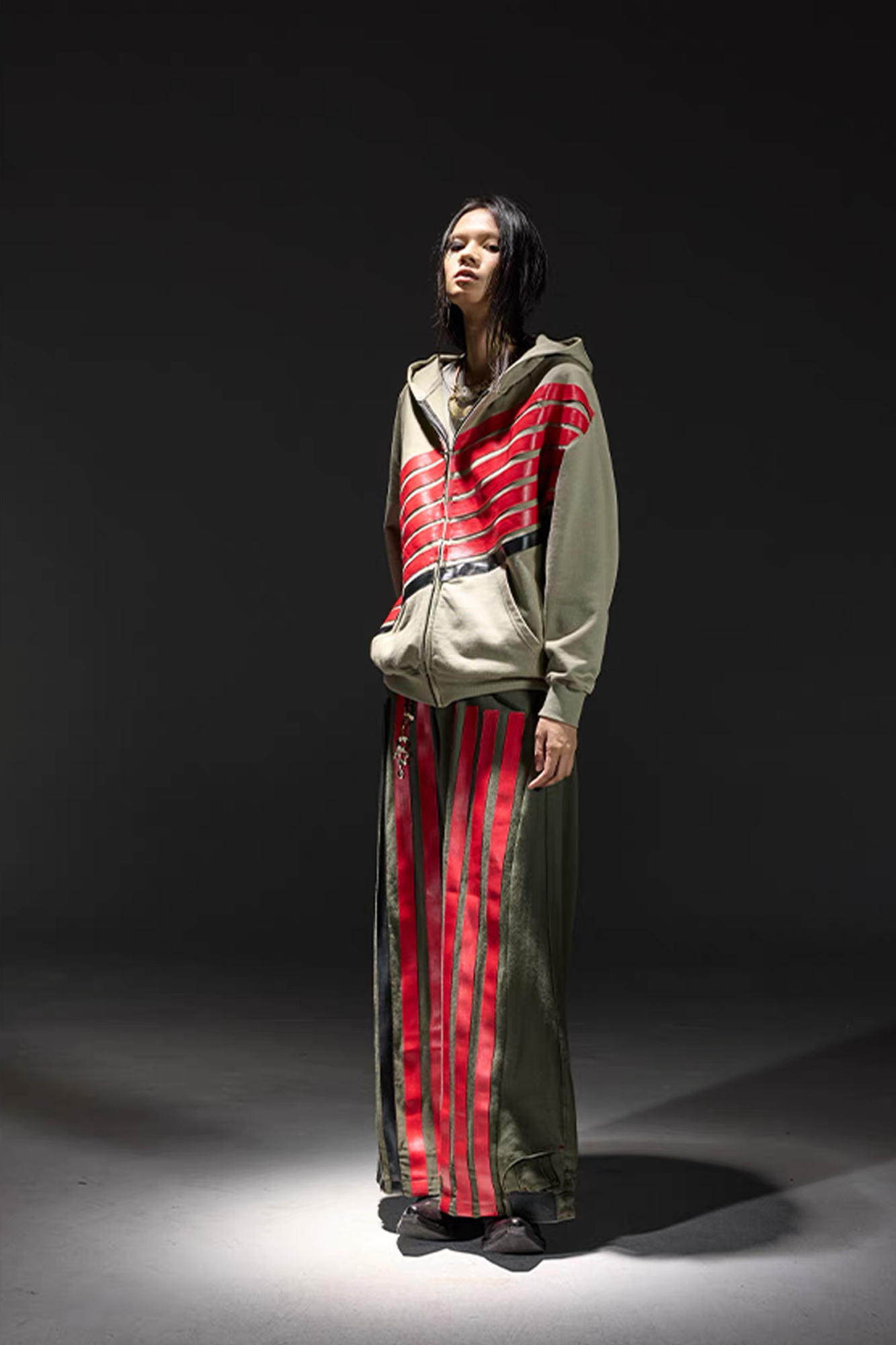 NOTHINGNESS WORLD Four-Stripe Wide-Leg Sweatpants, premium urban and streetwear designers apparel on PROJECTISR.com, NOTHINGNESS WORLD