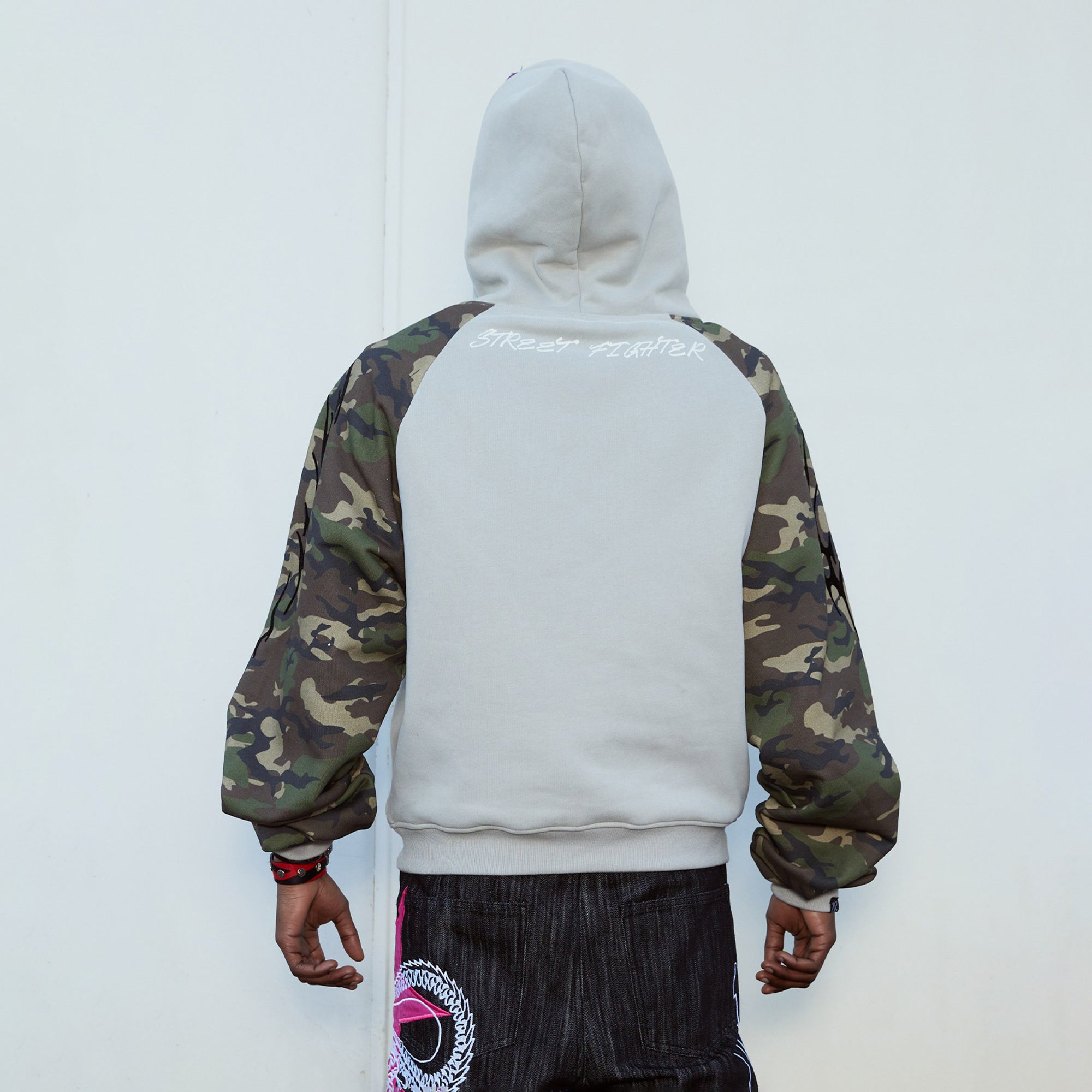 VINKID Embroidered Camo Raglan Panel Hoodie