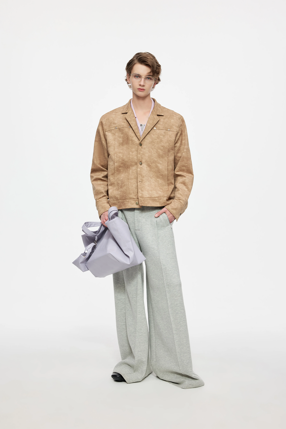 TIWILLTANG Washed Suede-Effect Oversized Jacket