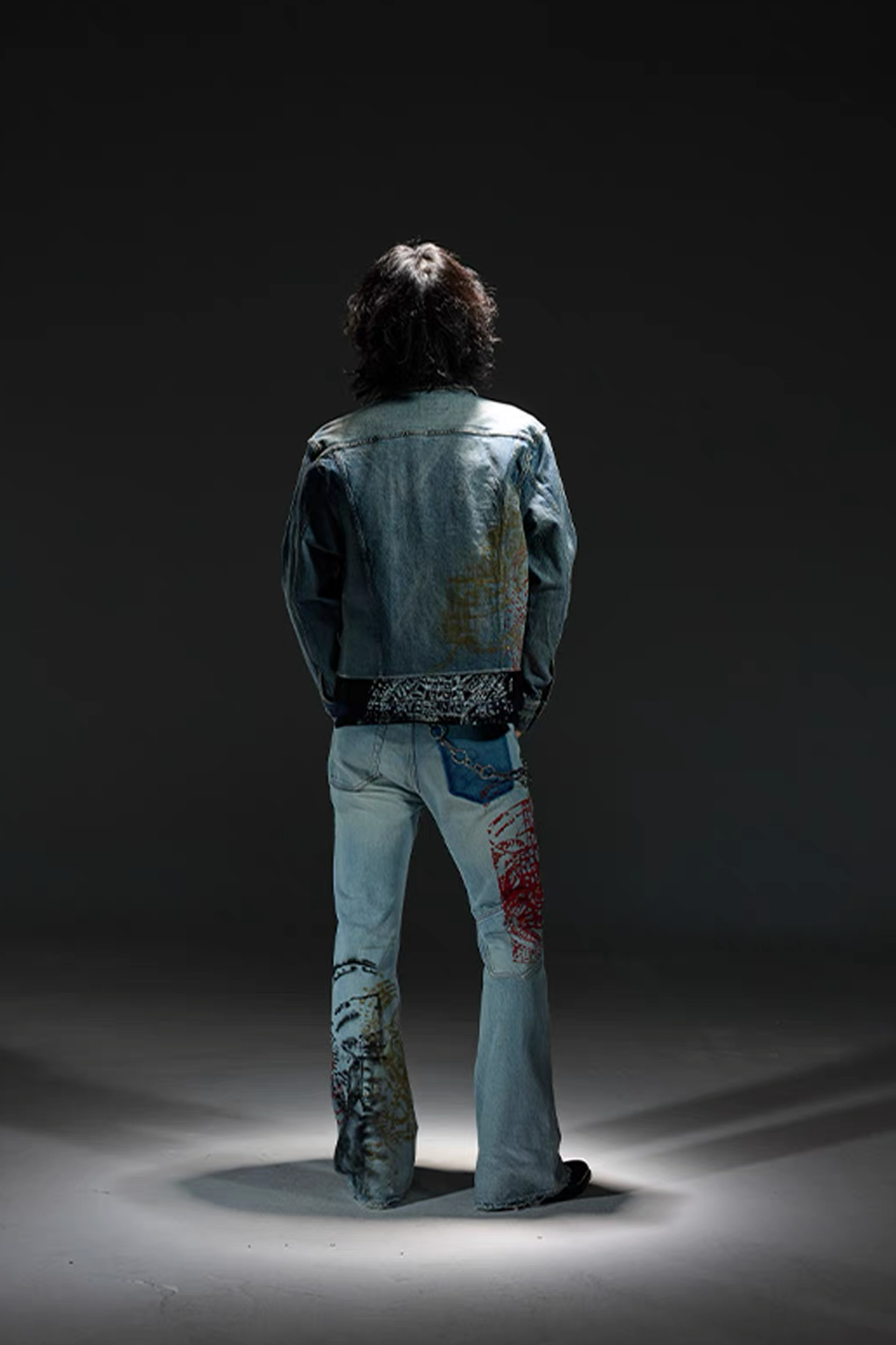 NOTHINGNESS WORLD Washed Multi-Print Denim Jacket, premium urban and streetwear designers apparel on PROJECTISR.com, NOTHINGNESS WORLD